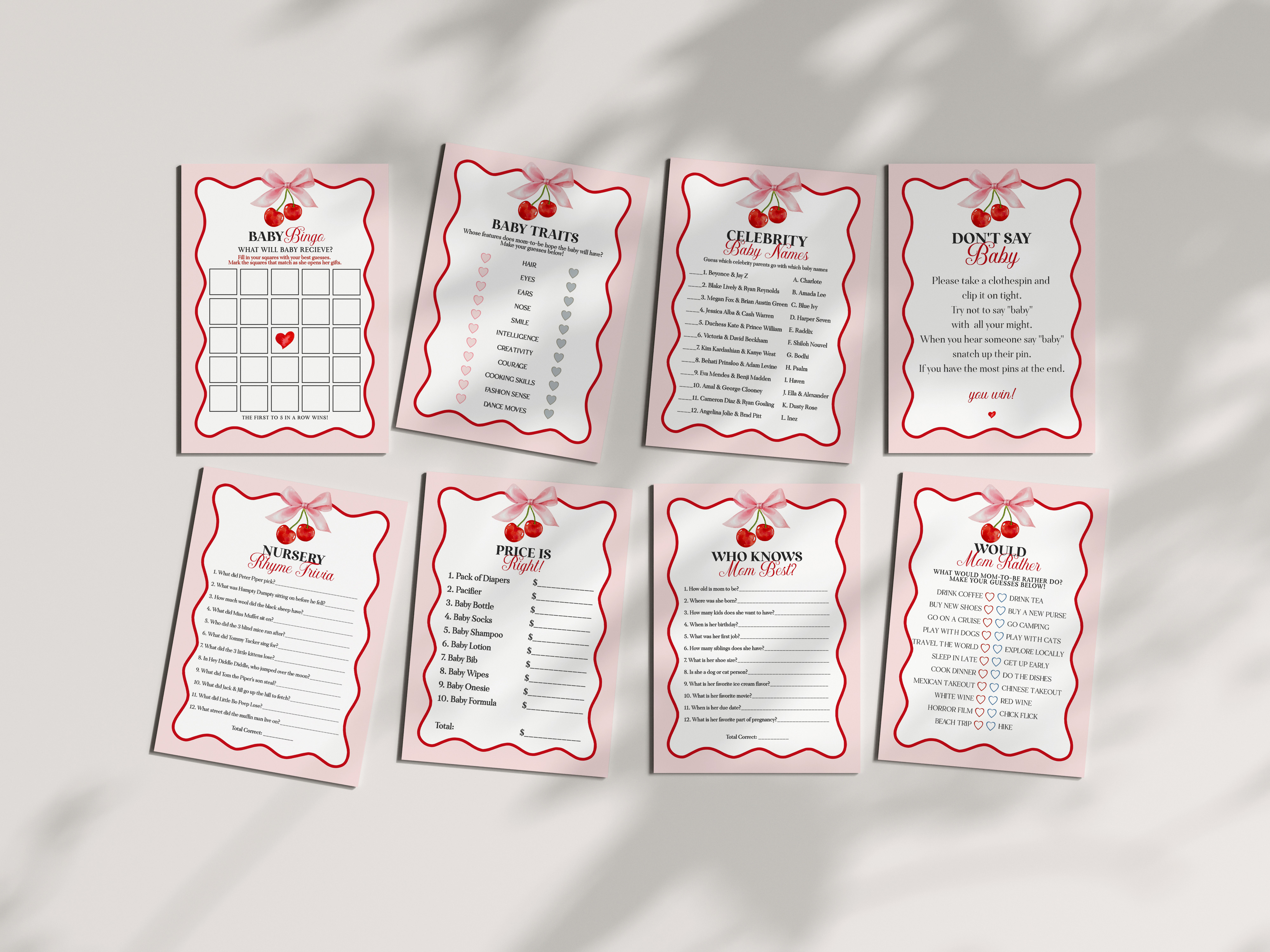 cherry - baby shower games design preview