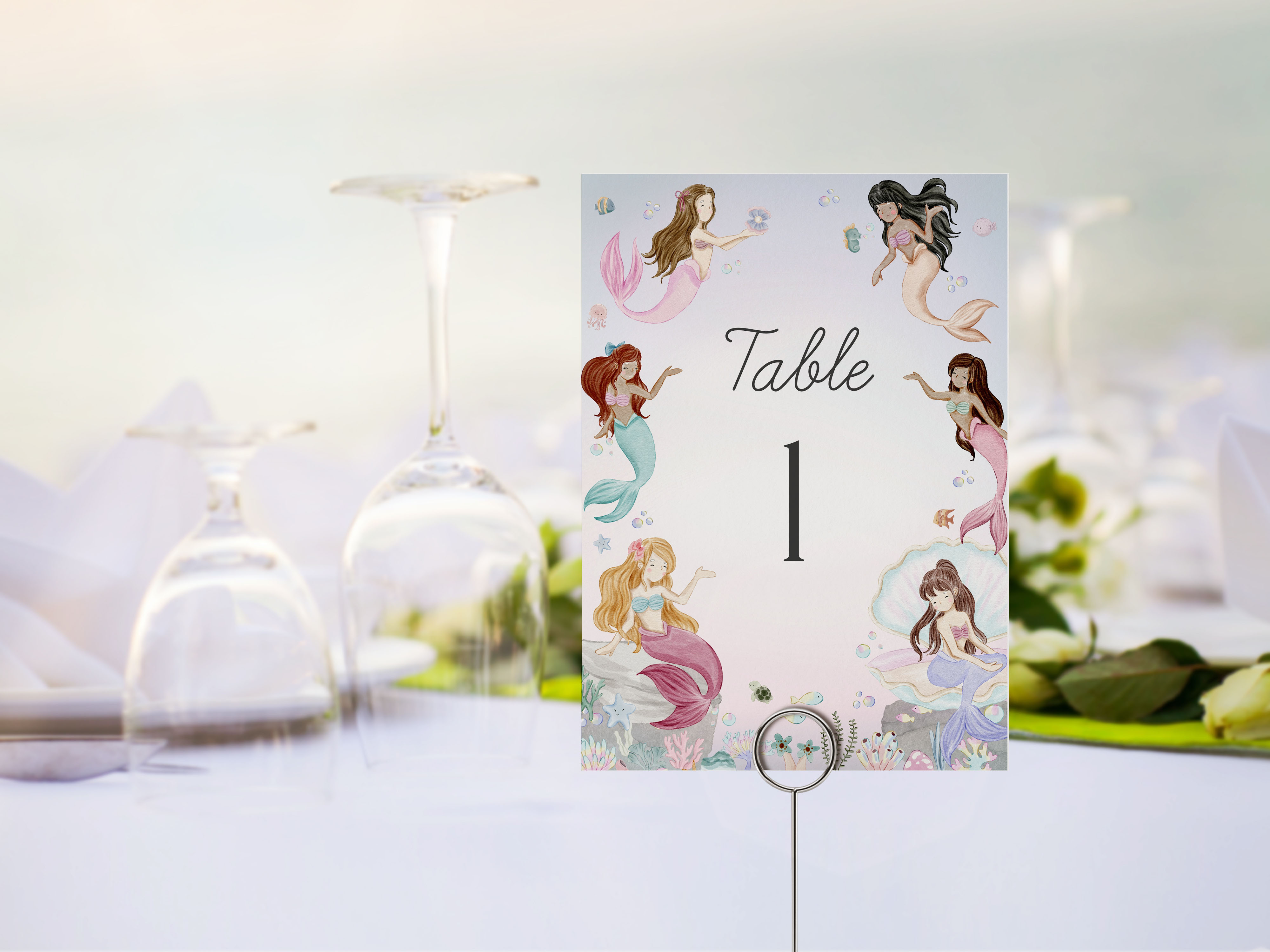 mermaid - table numbers design preview