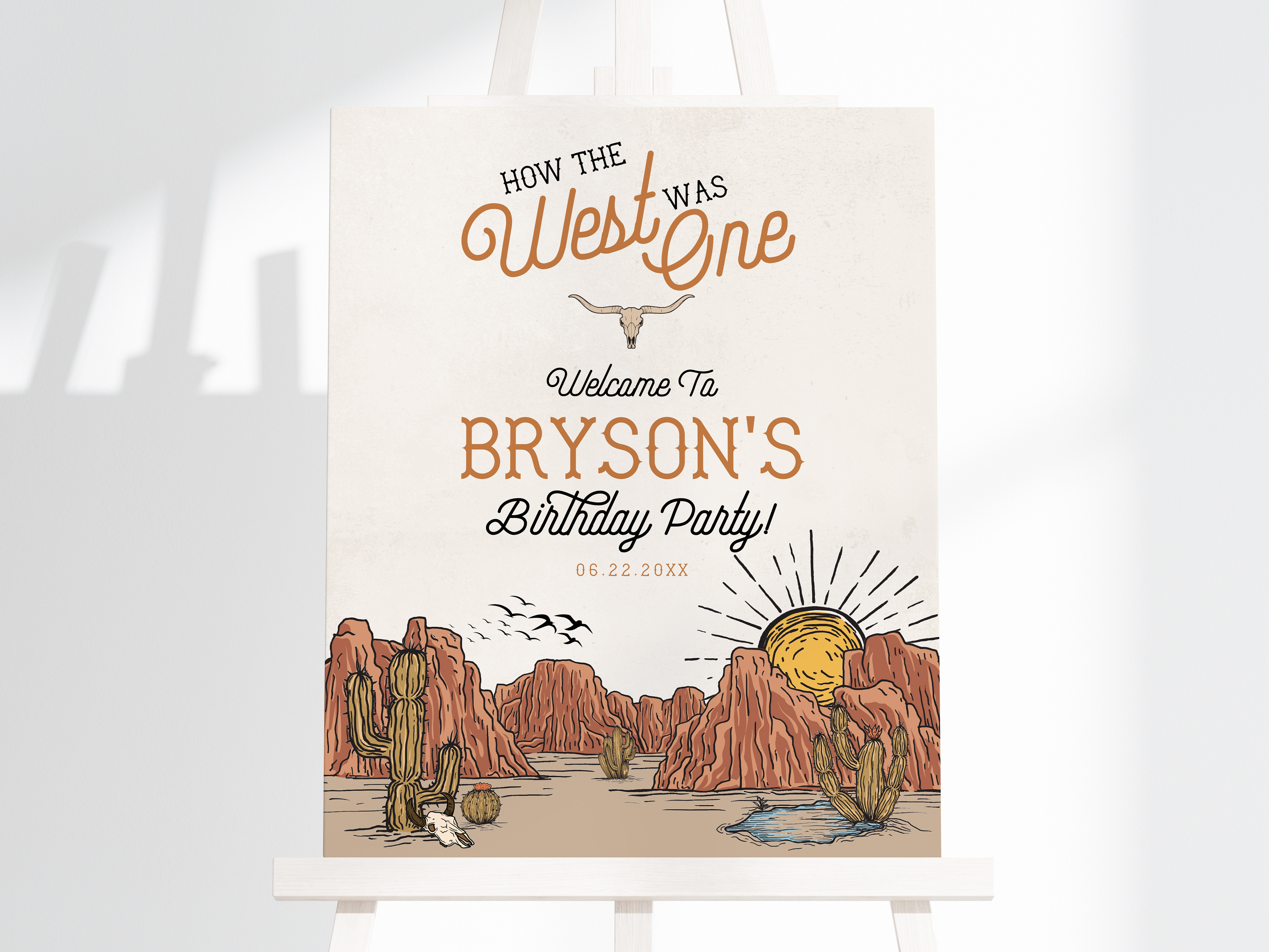 wild west - first birthday welcome sign design preview
