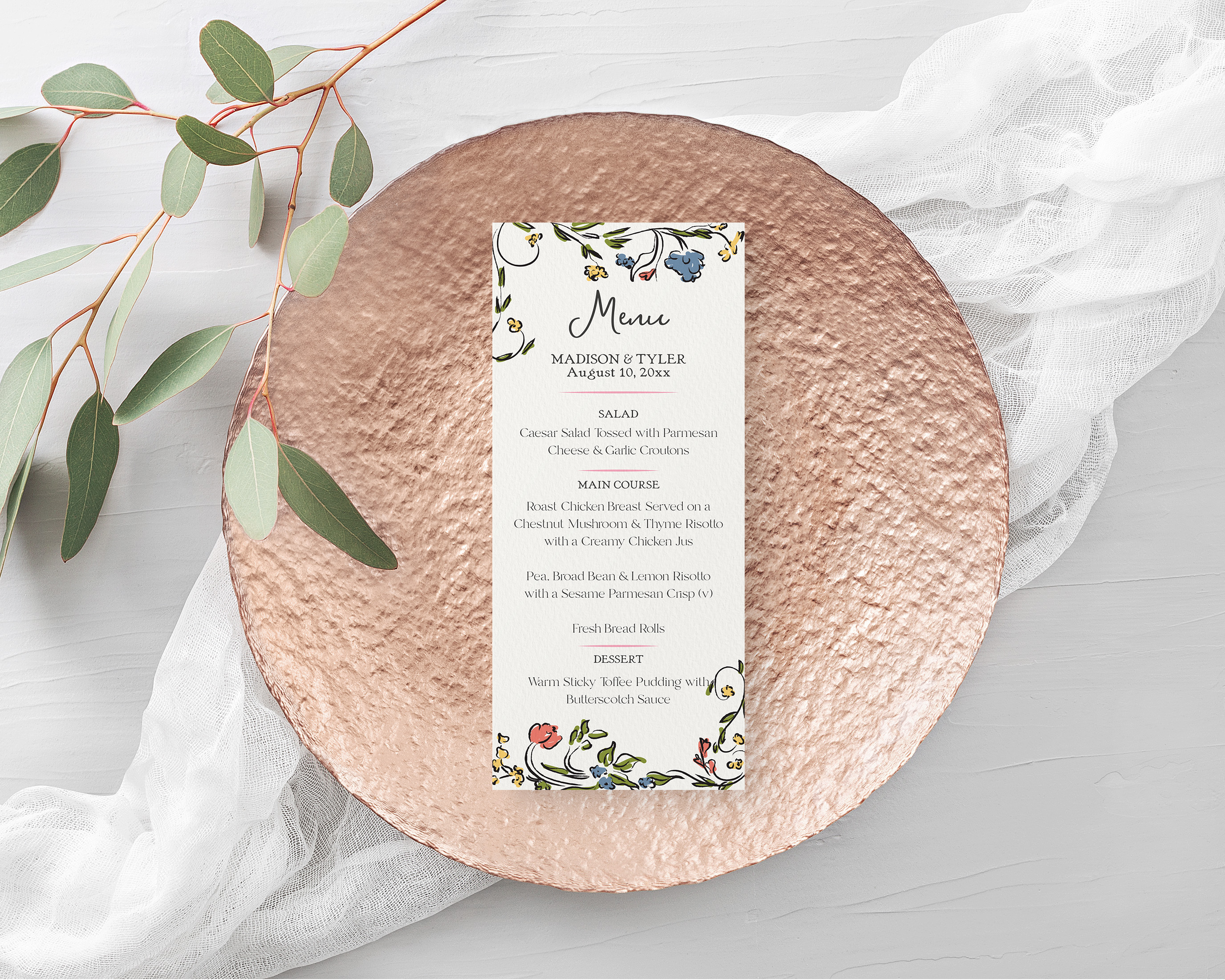 whimsical floral - menu design preview