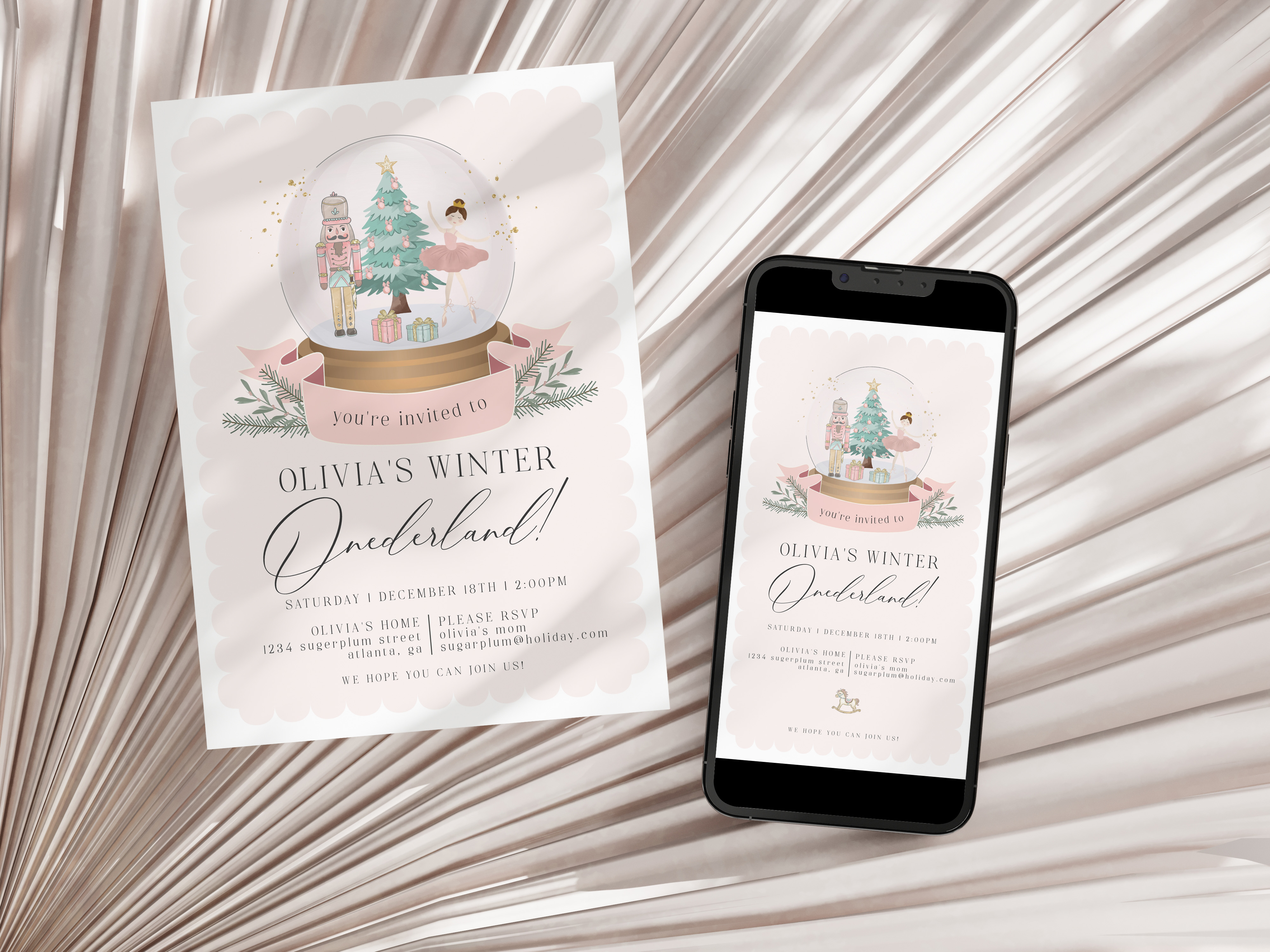 pastel nutcracker - first birthday invite design preview