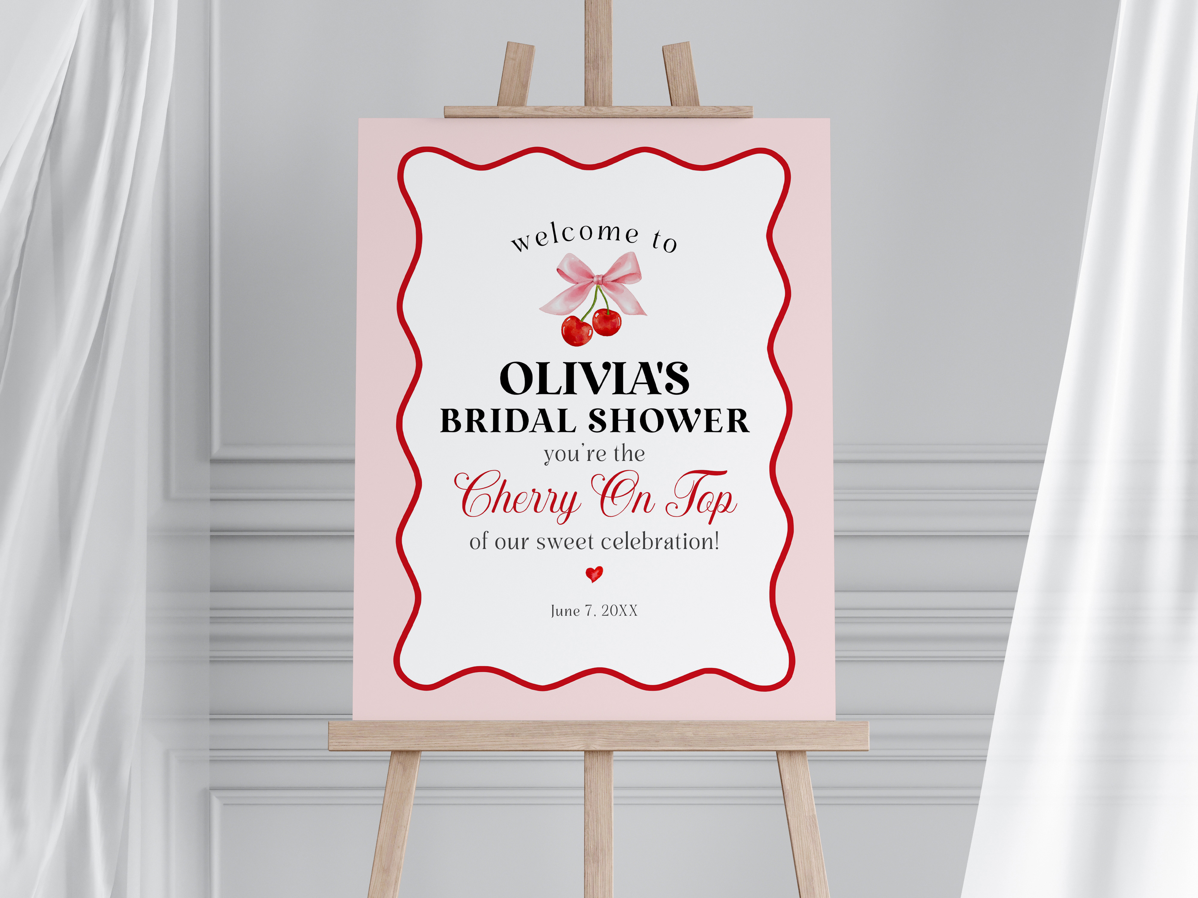 cherry - bridal shower welcome sign design preview