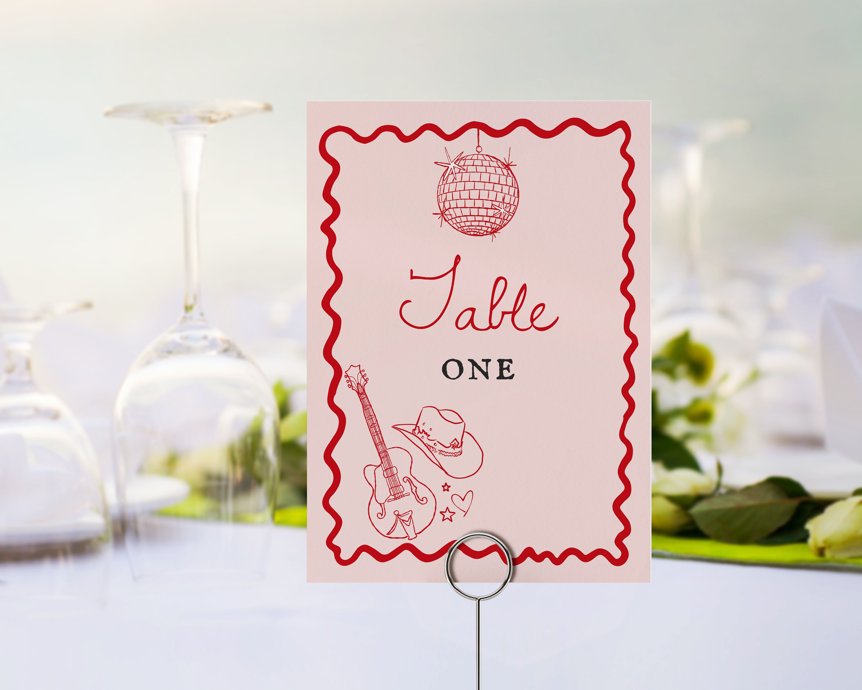 disco cowgirl - table numbers design preview