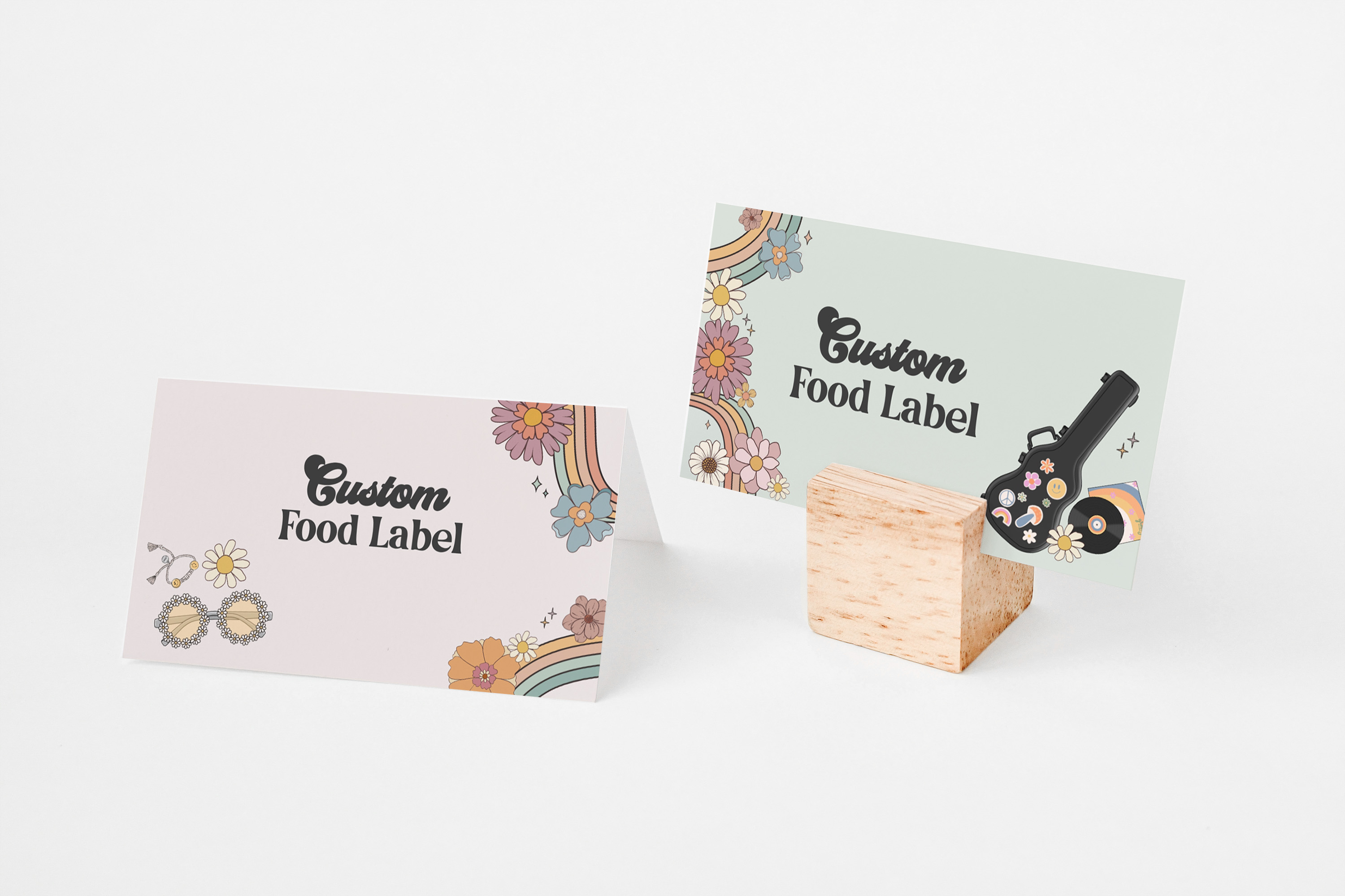 groovy floral - place cards design preview