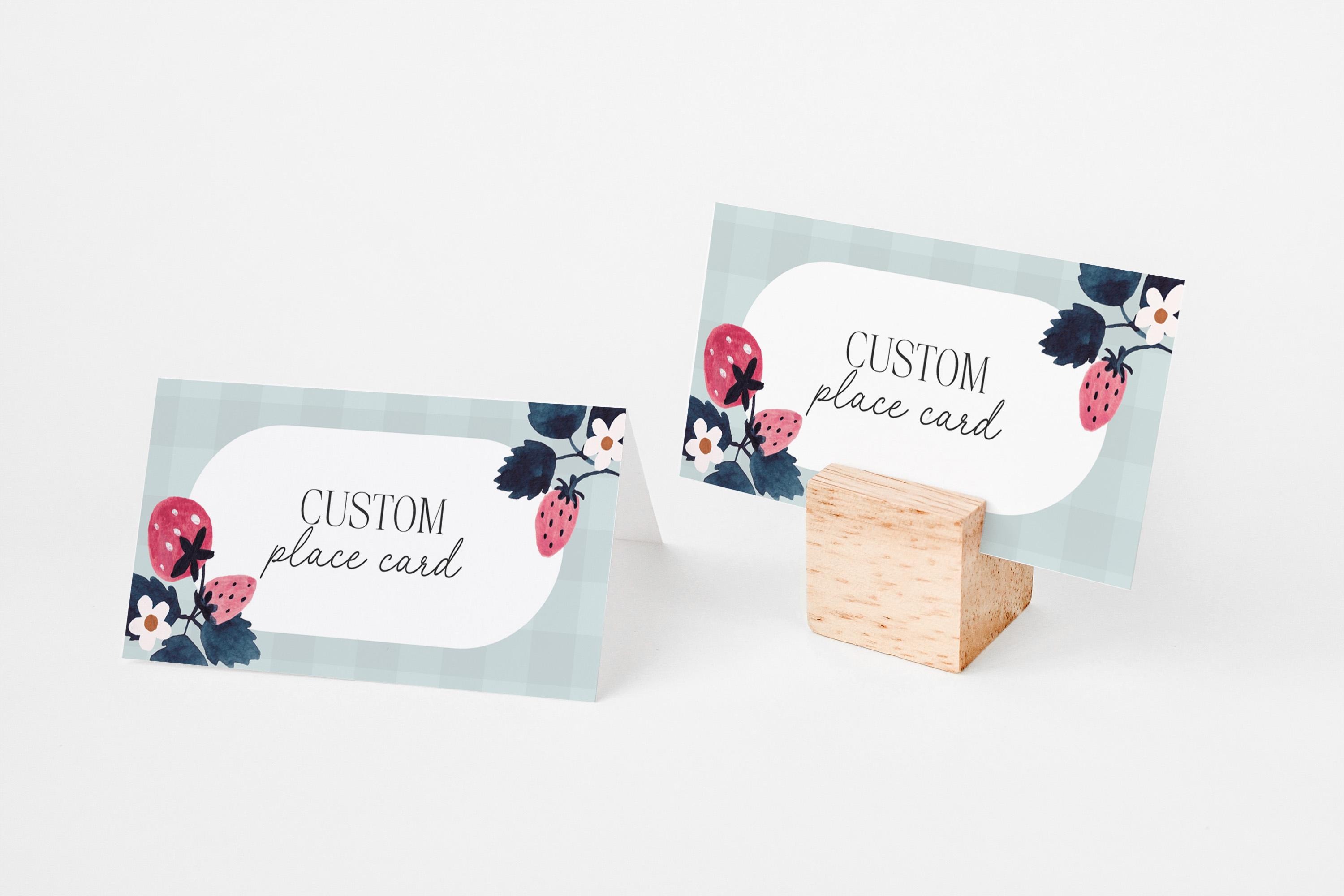 mint strawberry - place cards design preview