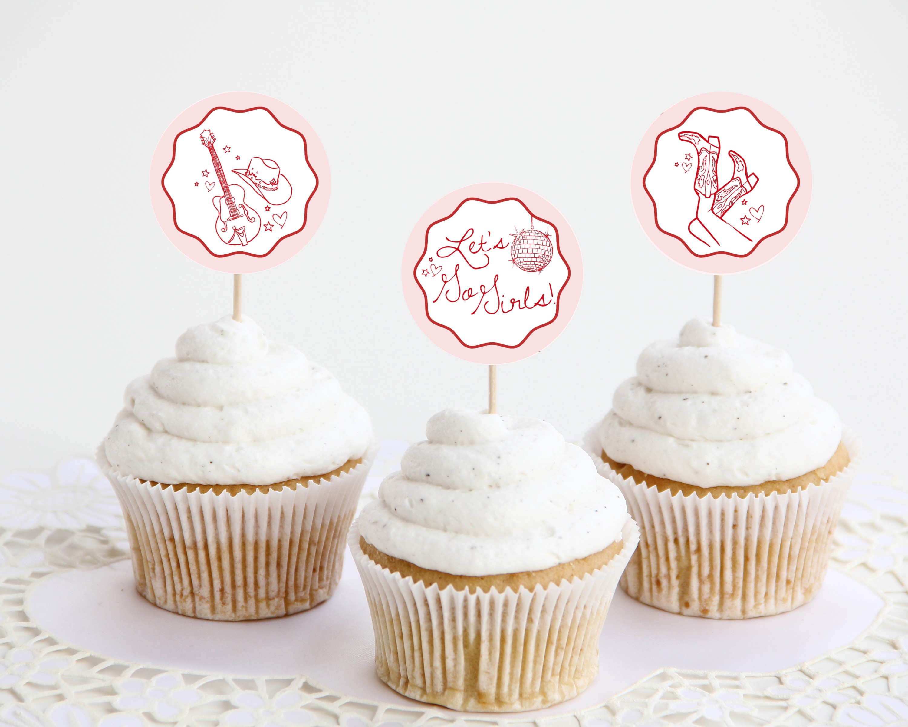 disco cowgirl - cupcake toppers design preview