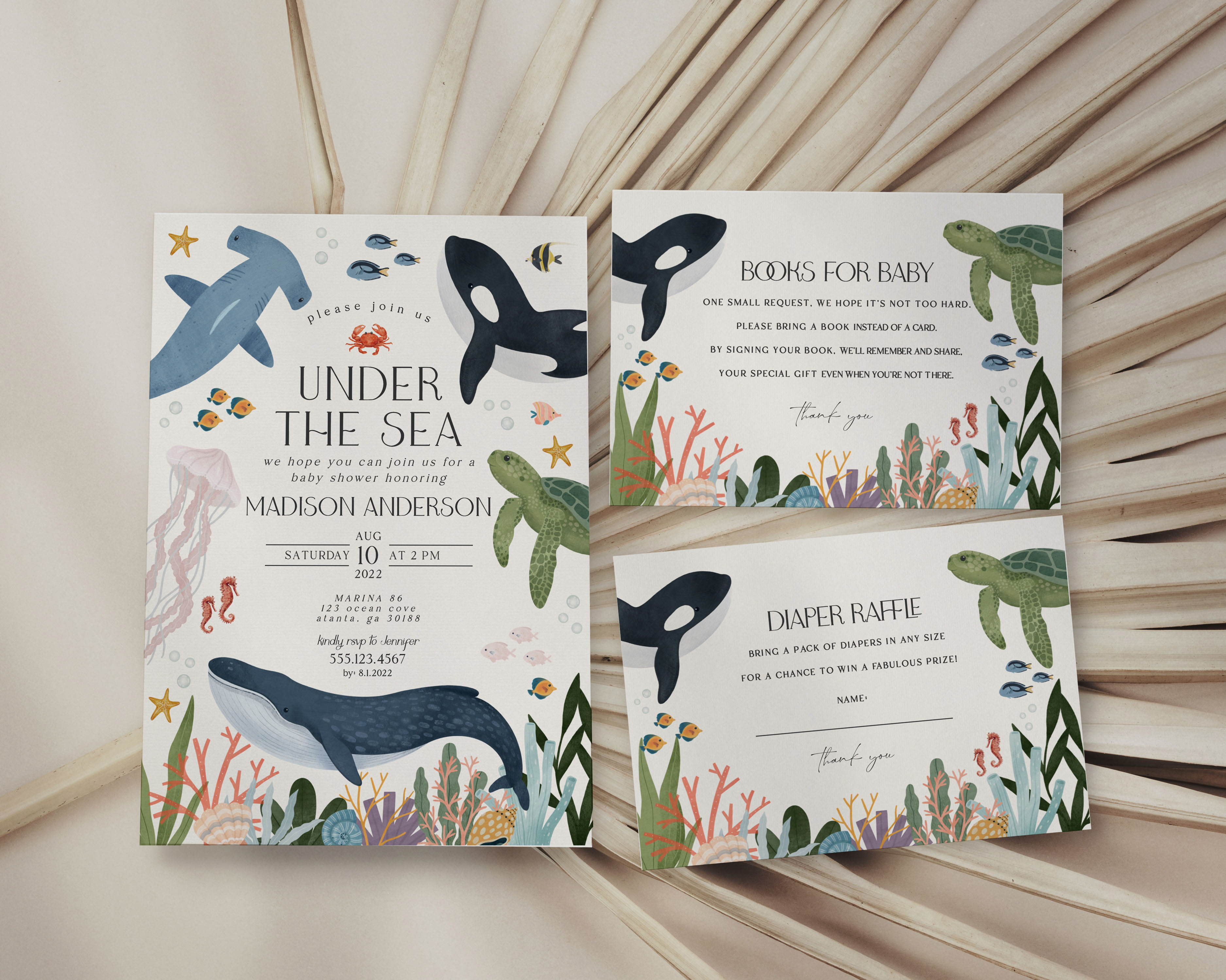 under the sea - baby shower invite design preview