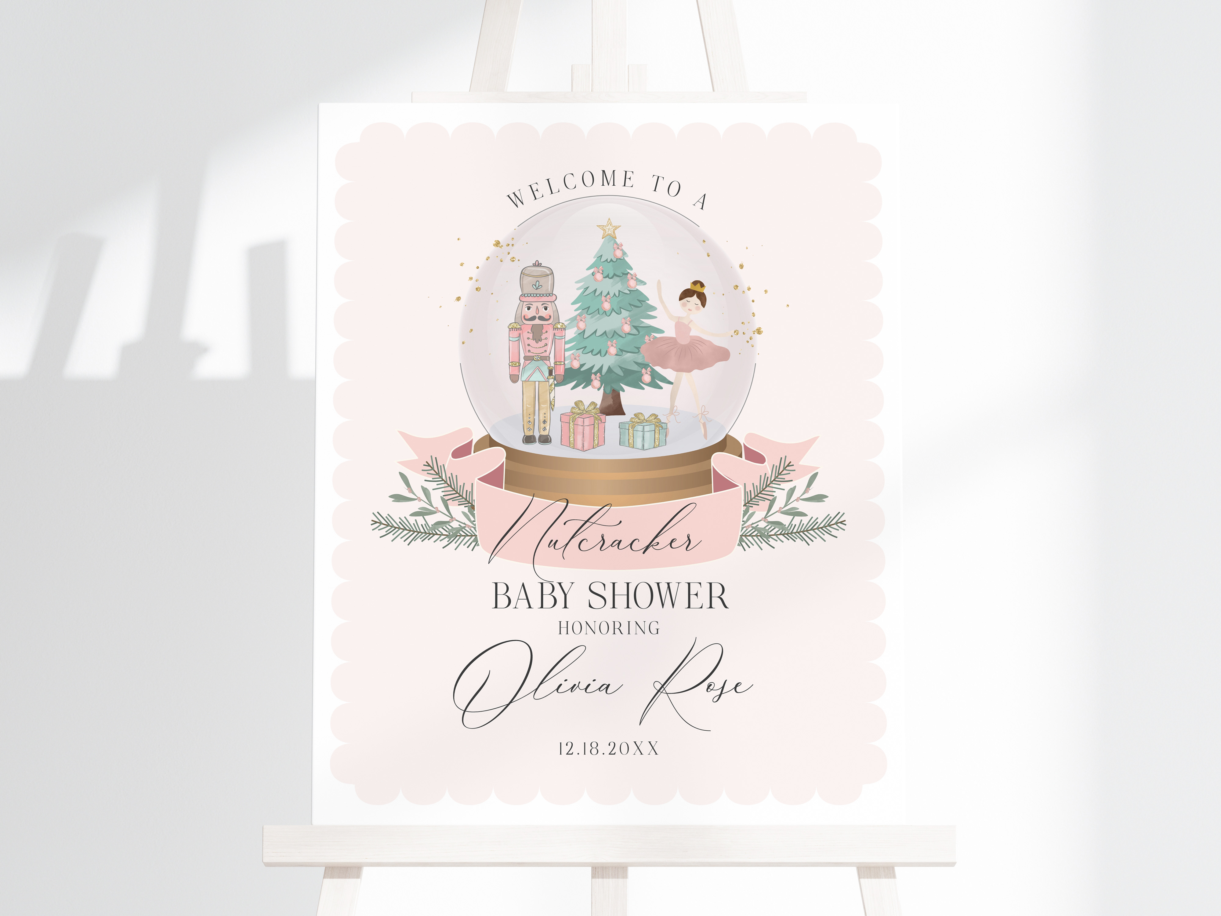 pastel nutcracker - baby shower welcome sign design preview