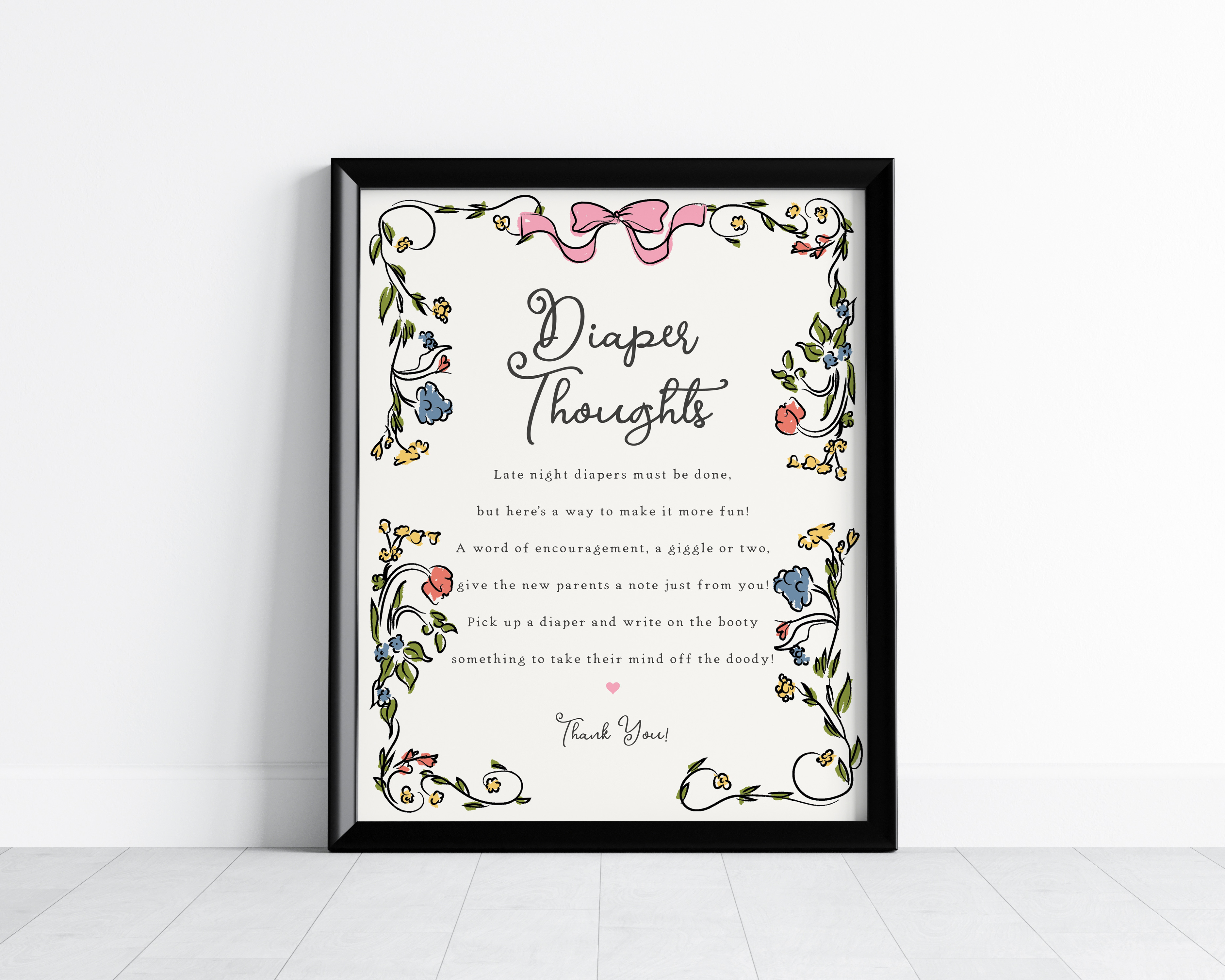 whimsical floral - diaper thoughts design preview