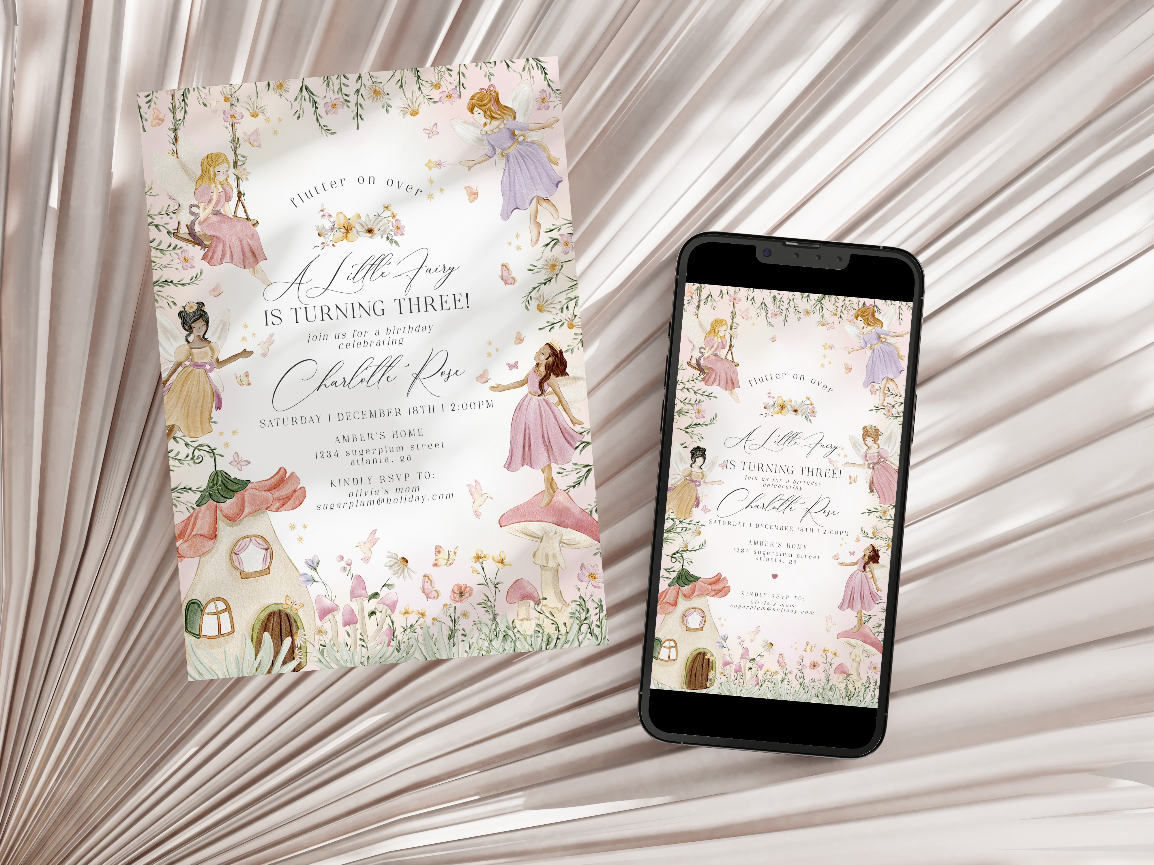 fairy - birthday invite b design preview