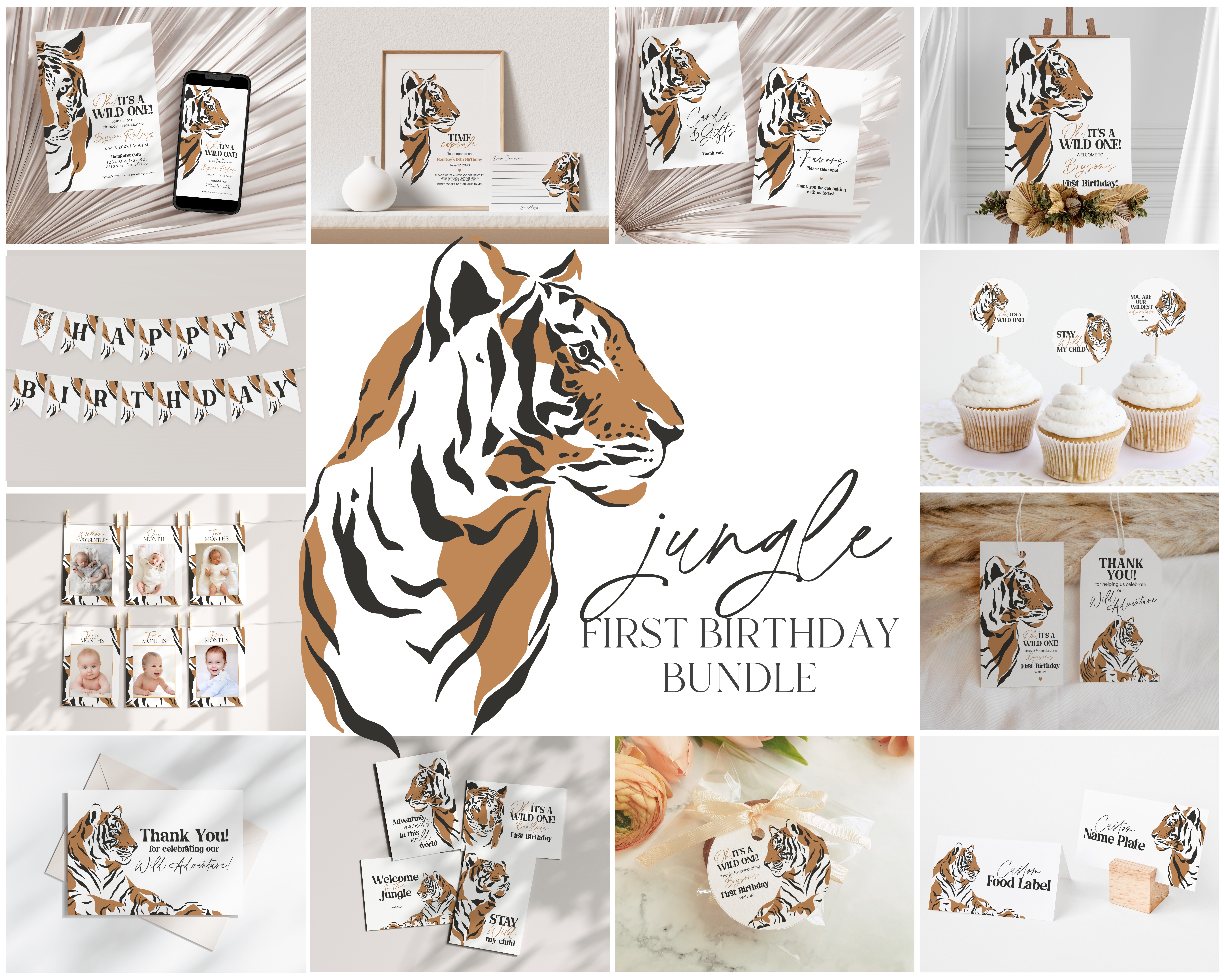 jungle - first birthday bundle design preview