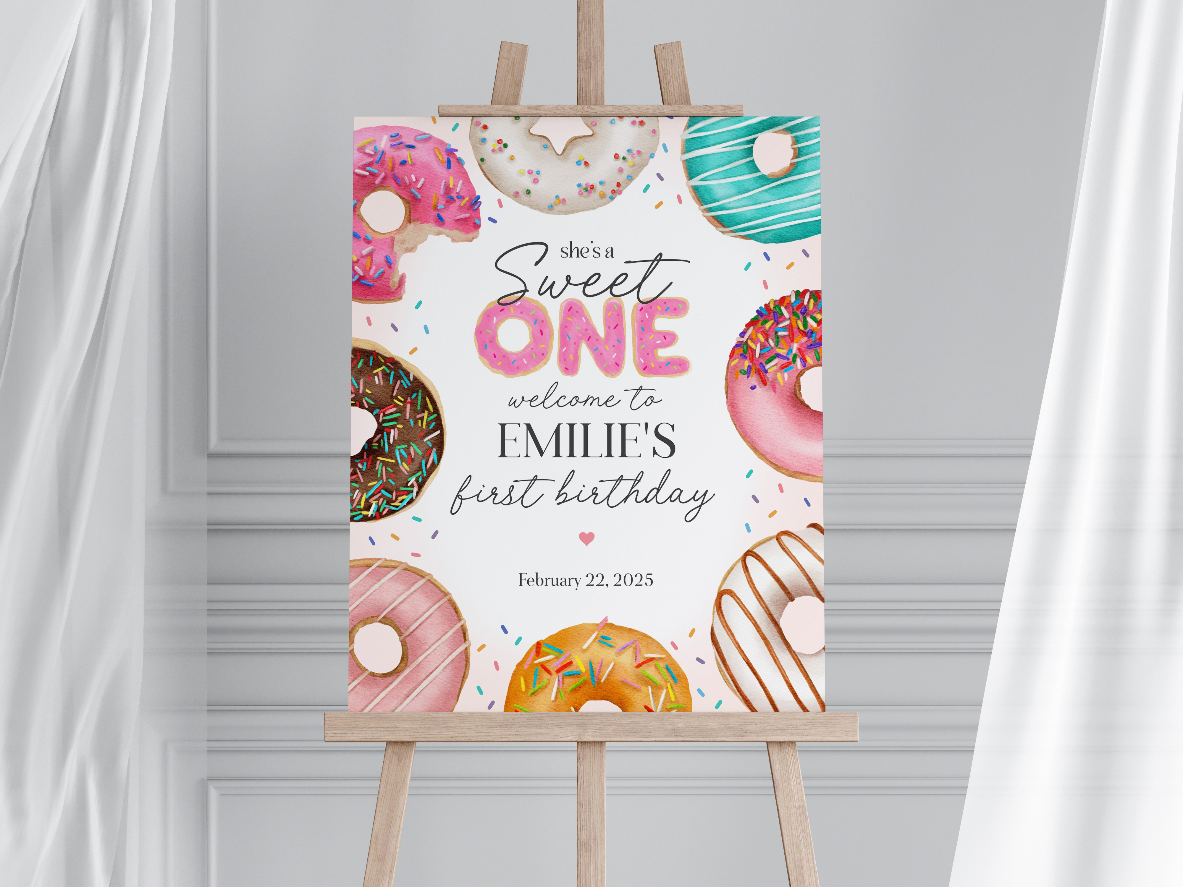 donut - first birthday welcome sign design preview