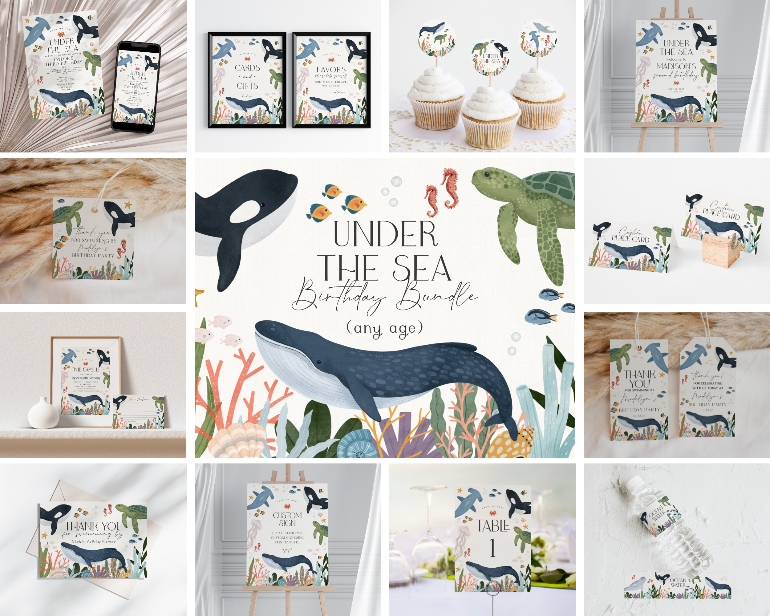 under the sea - birthday bundle design preview