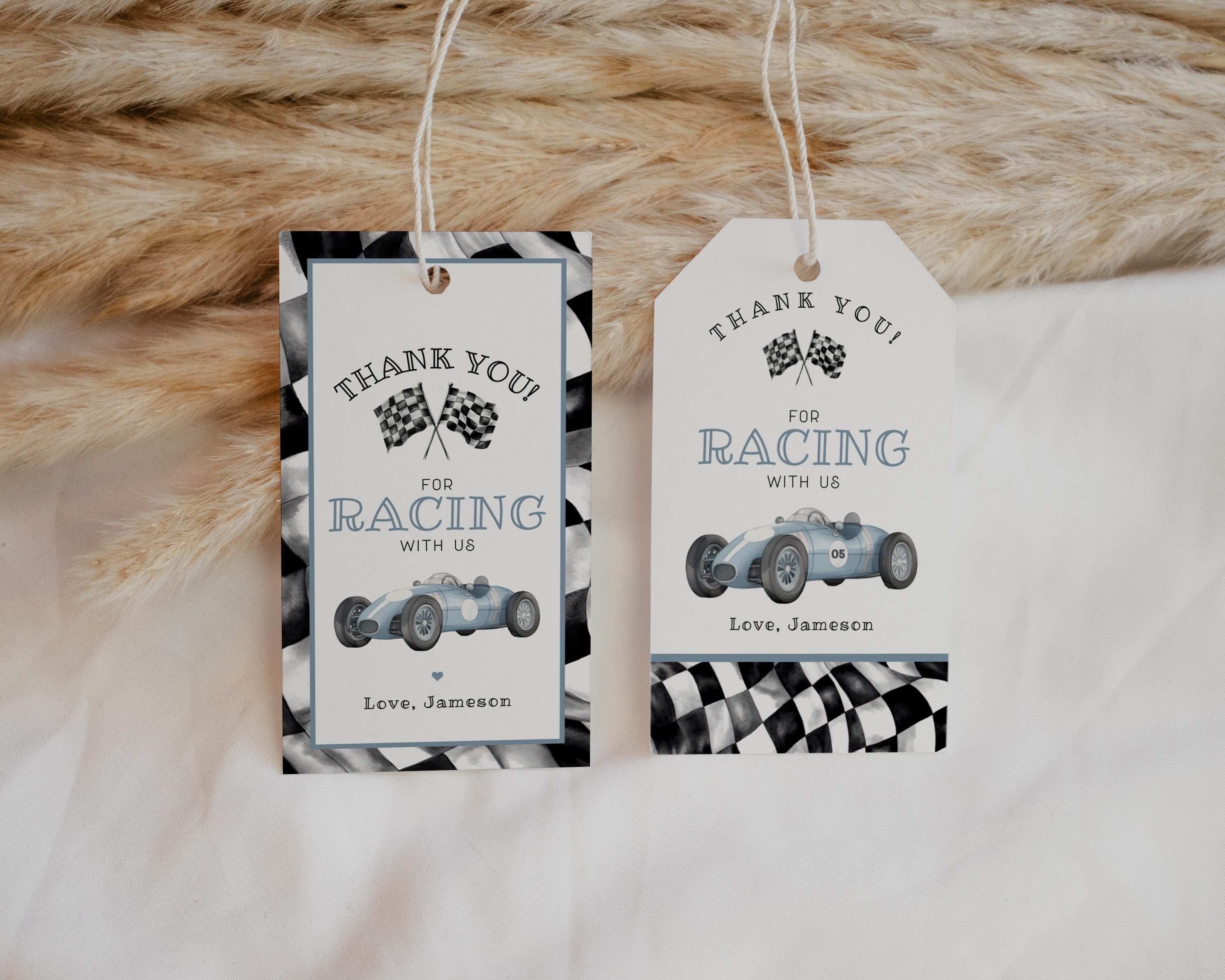 blue race car - tags design preview