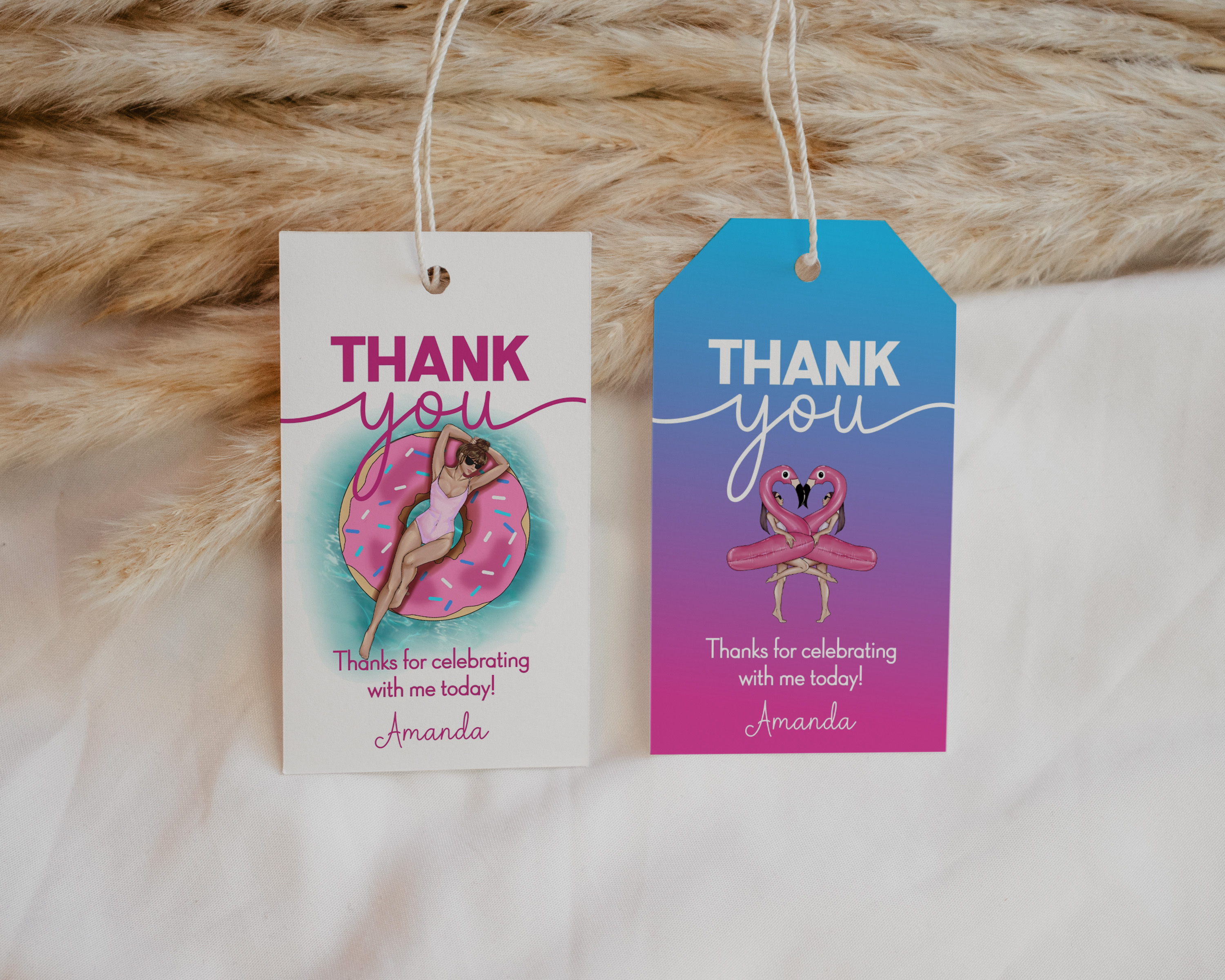 ombre pool party - tags design preview