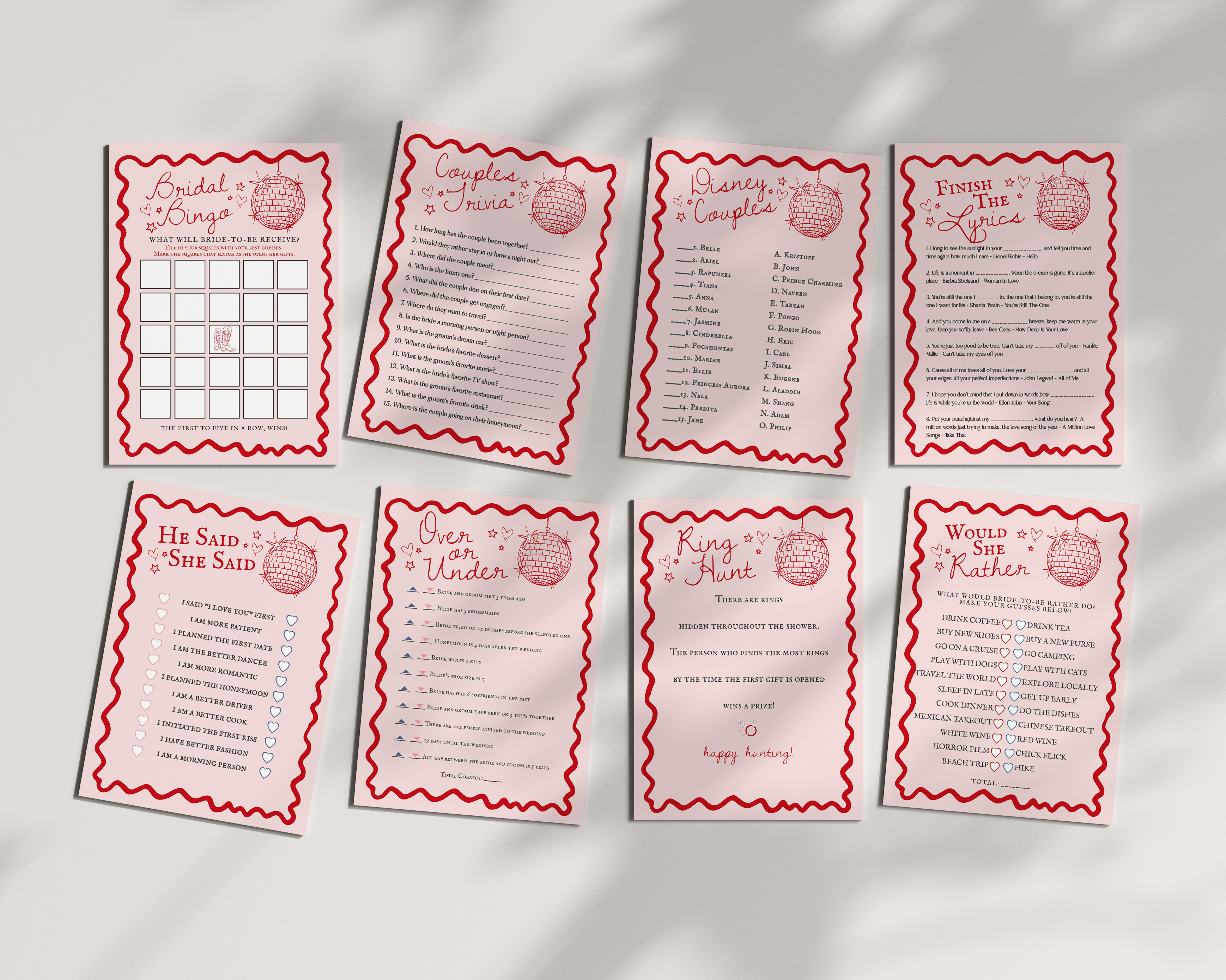 disco cowgirl - bridal shower games design preview