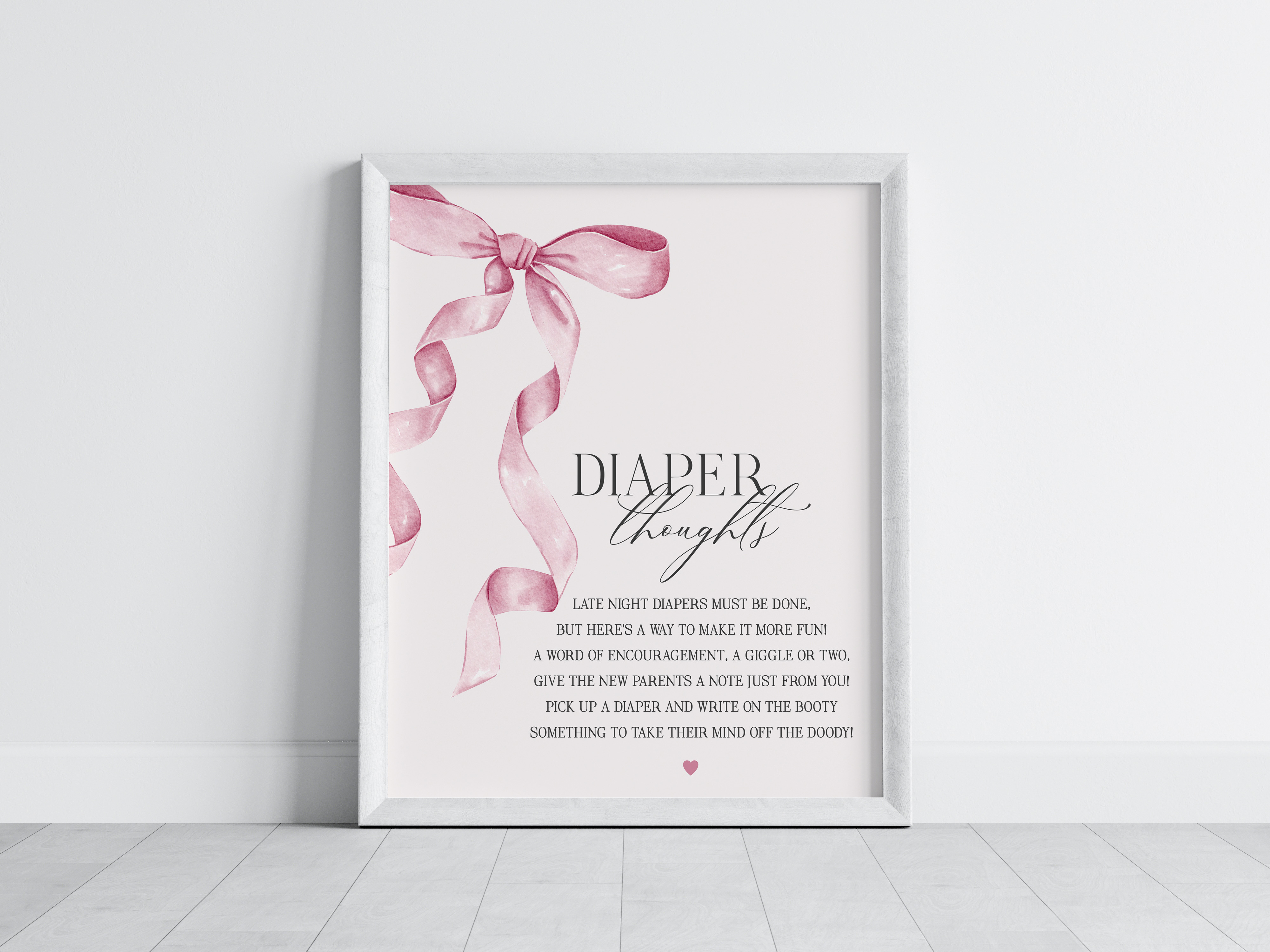 pink bow - diaper thoughts design preview