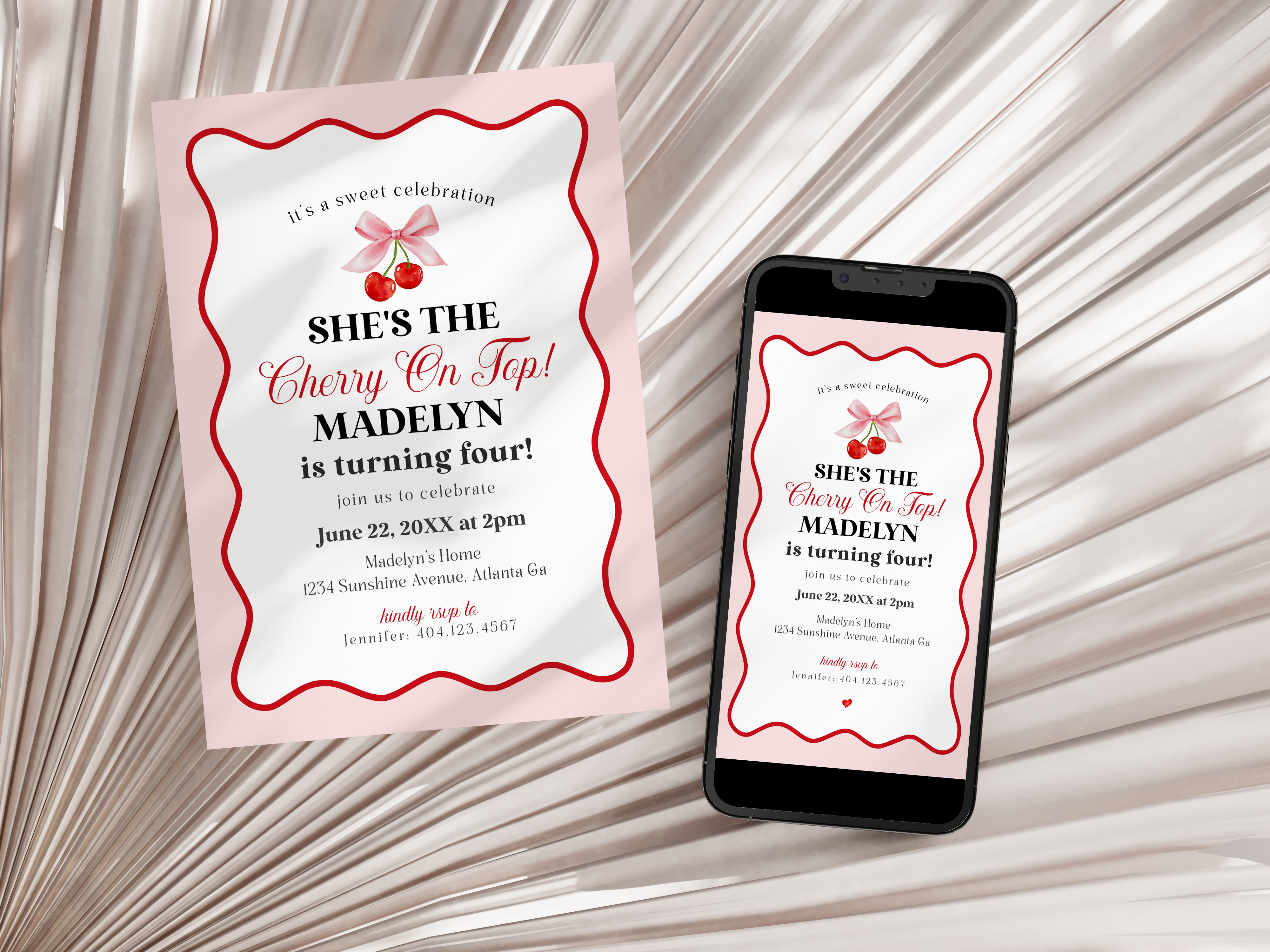 cherry - birthday invite design preview