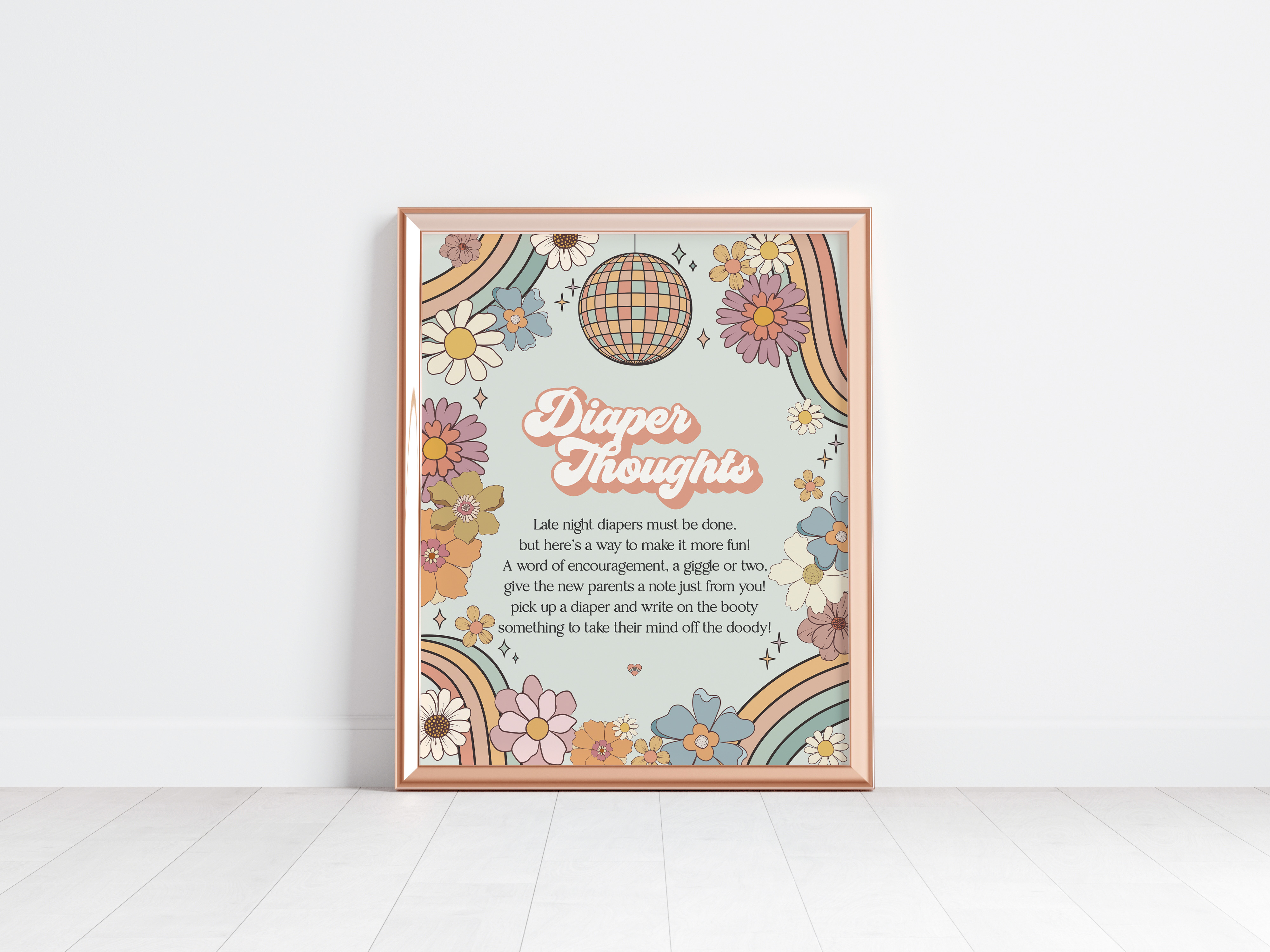 groovy floral - diaper thoughts design preview
