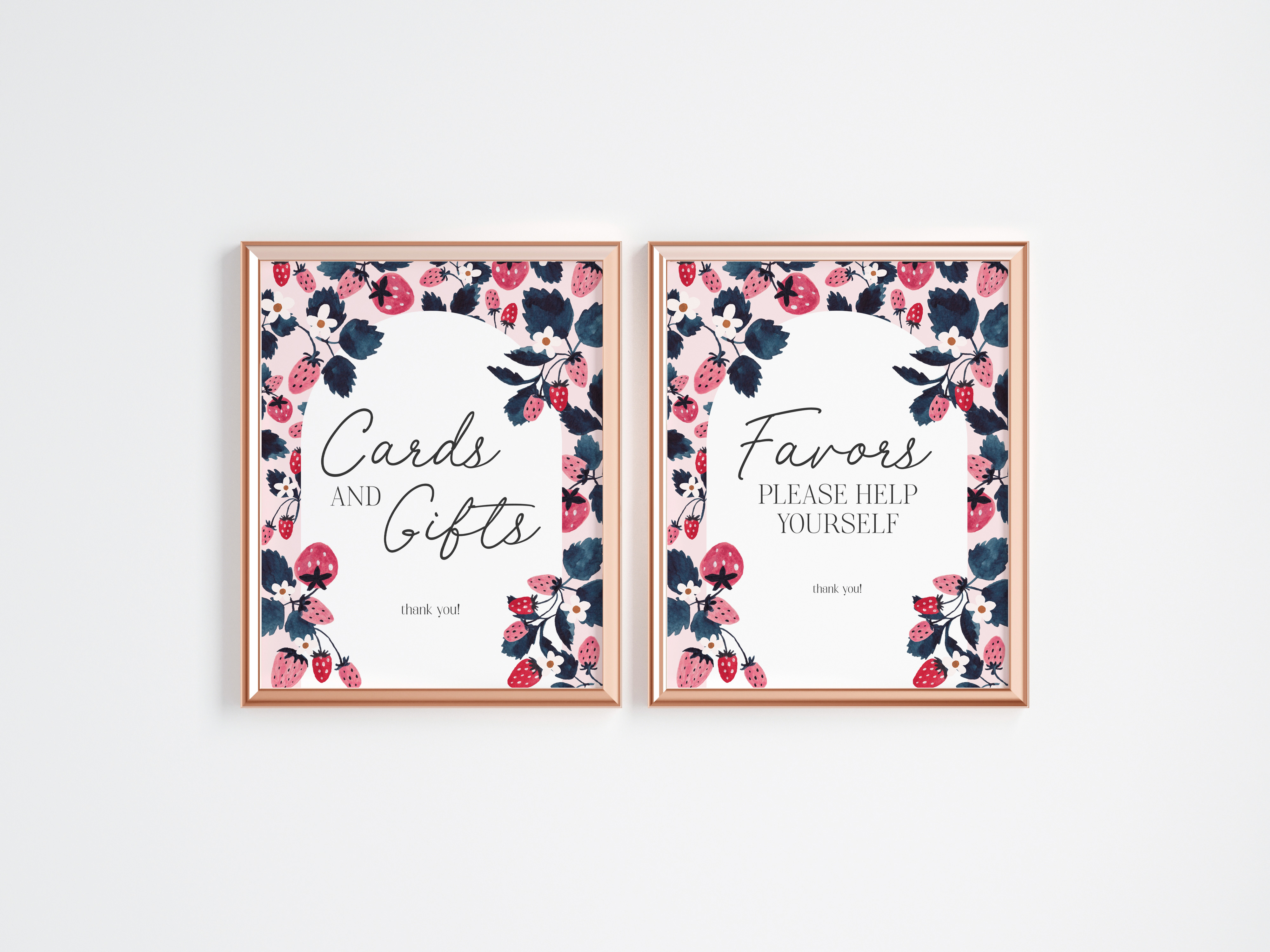 pink strawberry - gifts and favors signs design preview