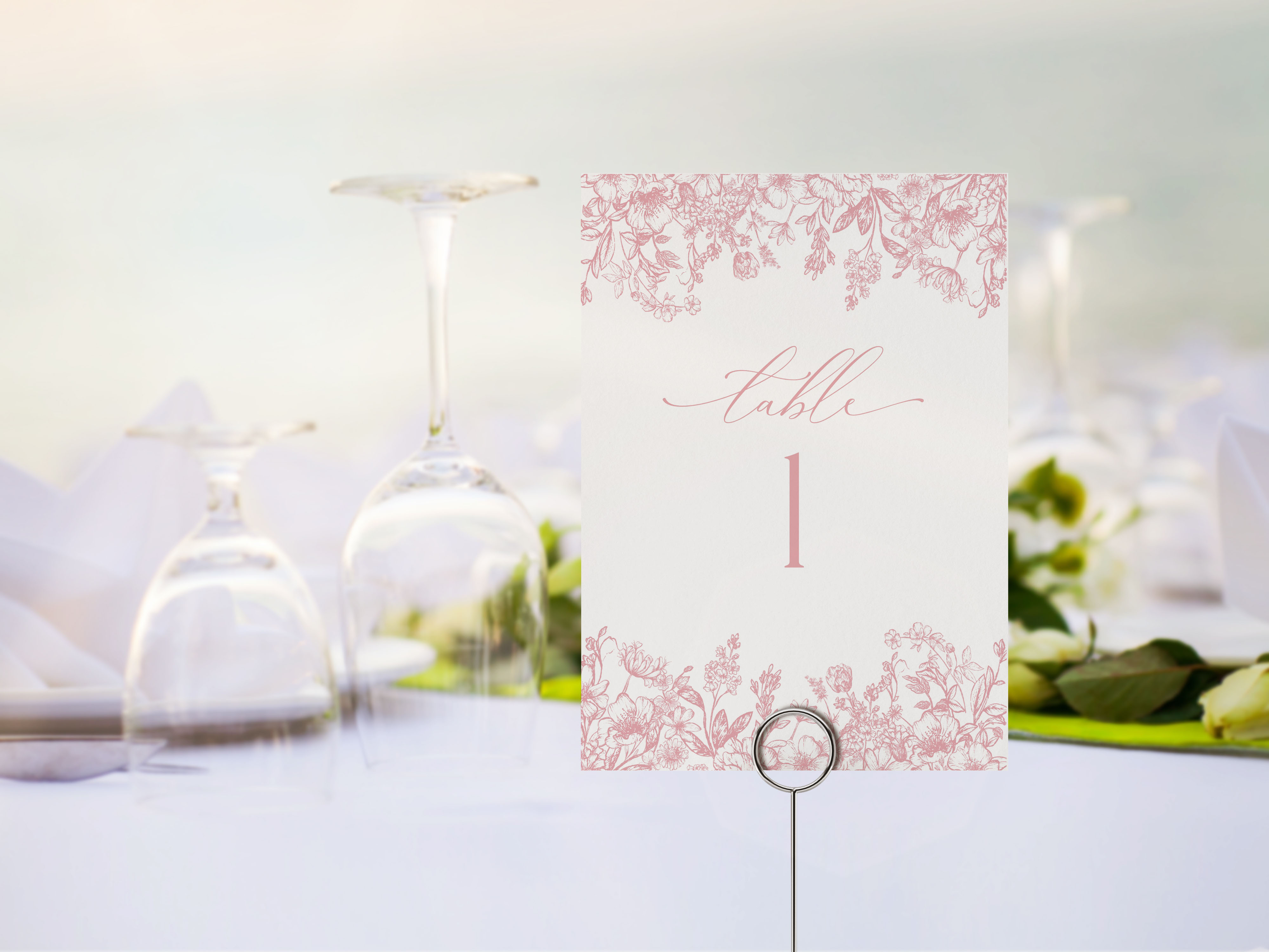 pink chinoiserie - table numbers design preview