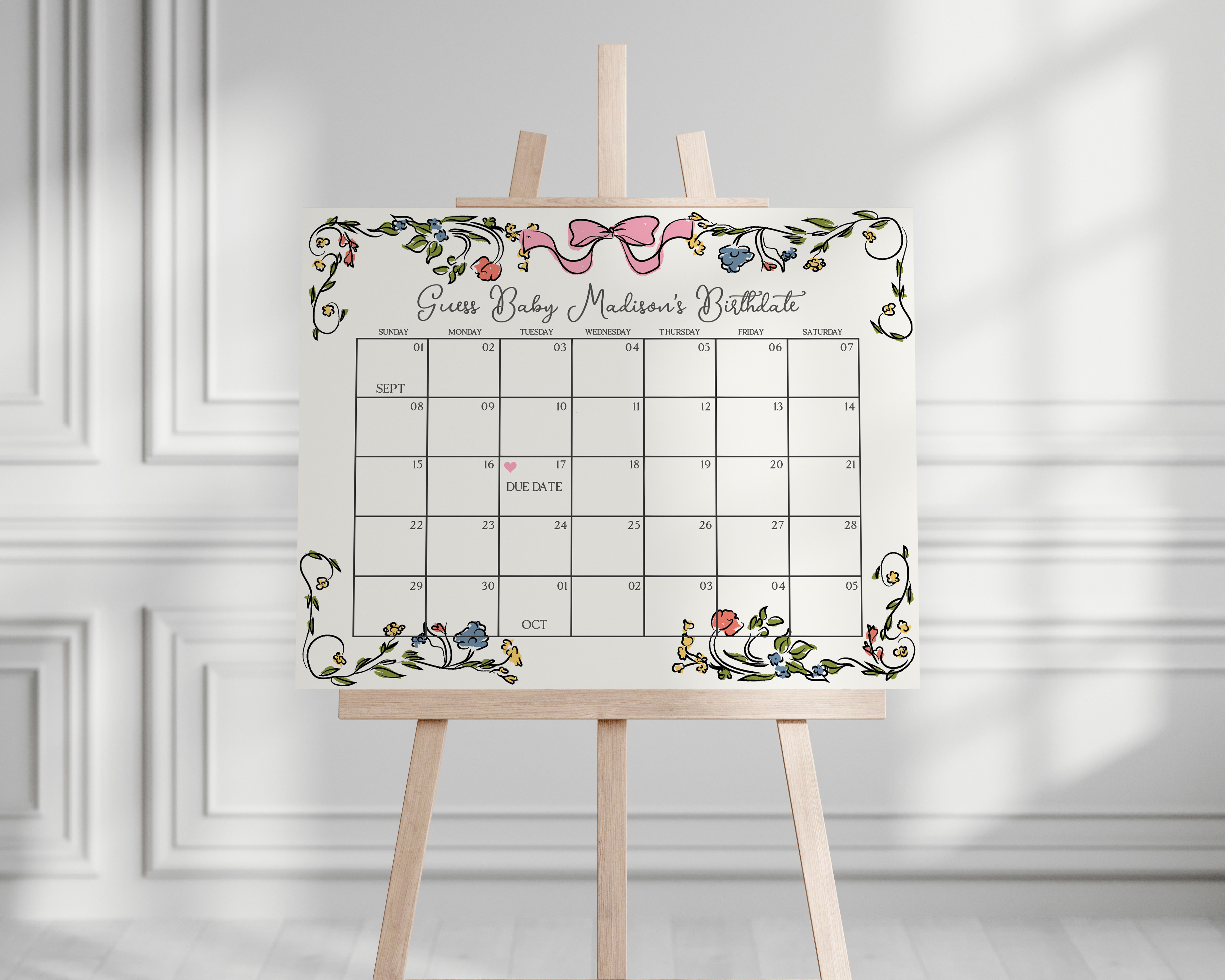 whimsical floral - guess the date design preview