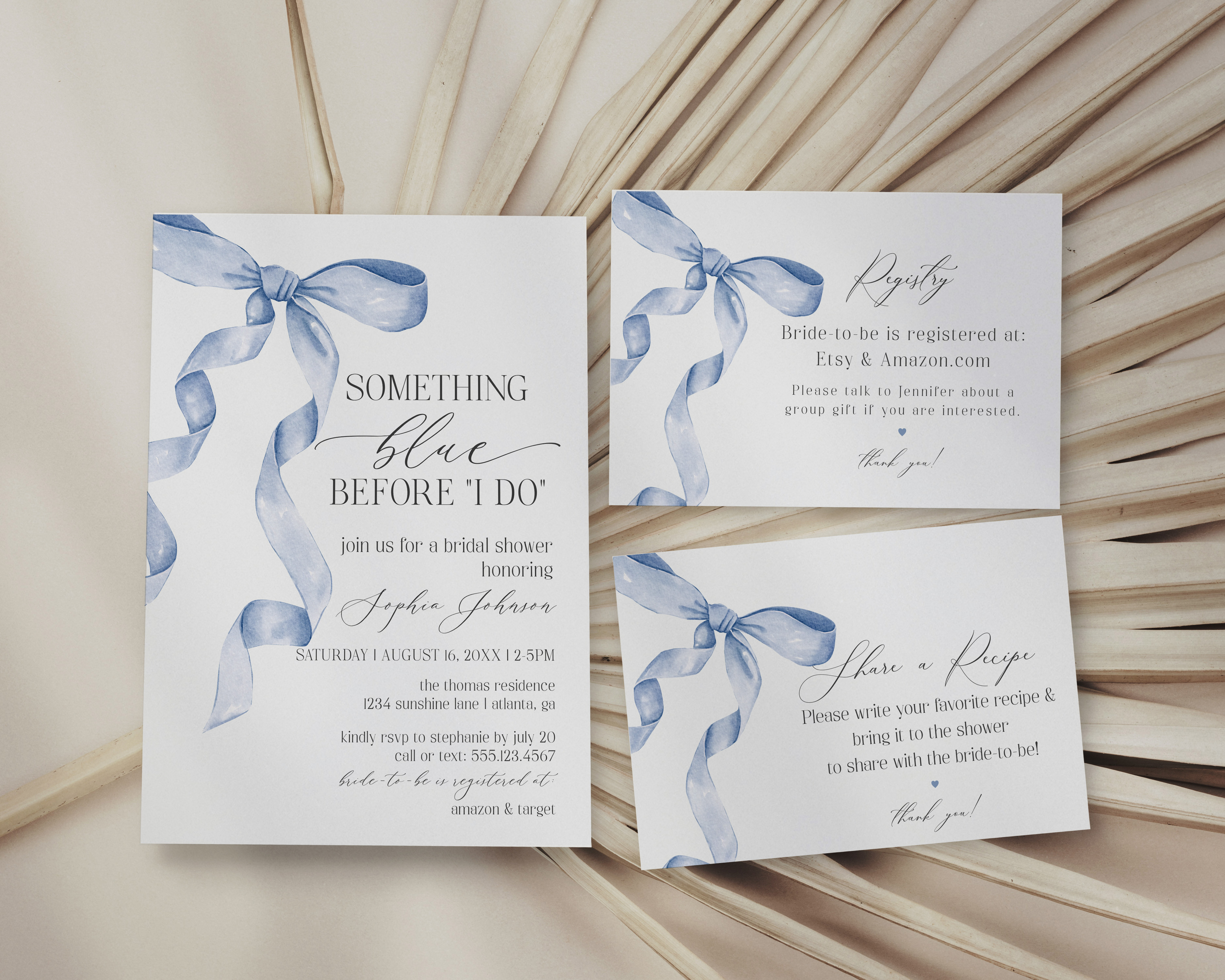 blue bow - bridal shower - something blue design preview