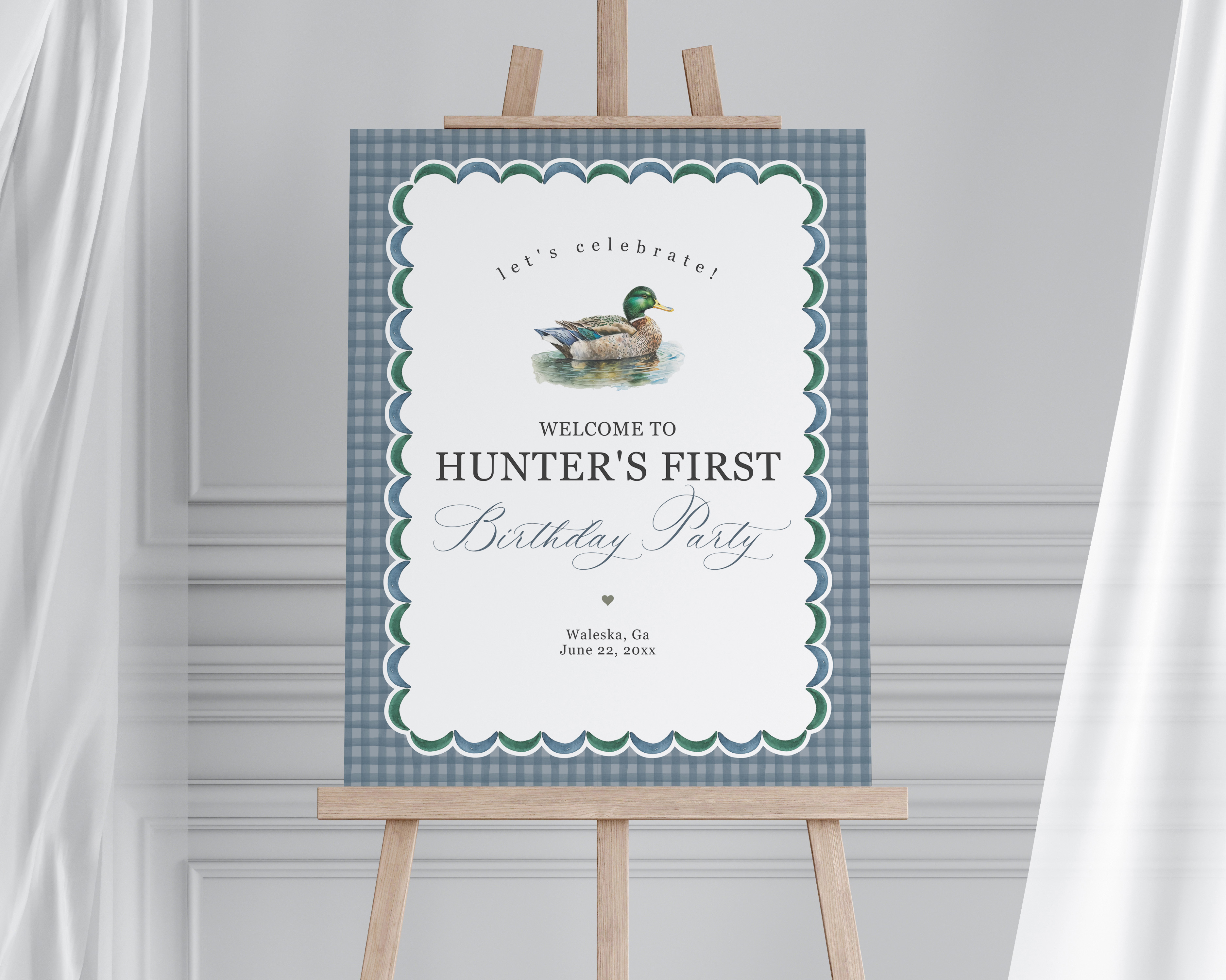 mallard - birthday welcome sign design preview