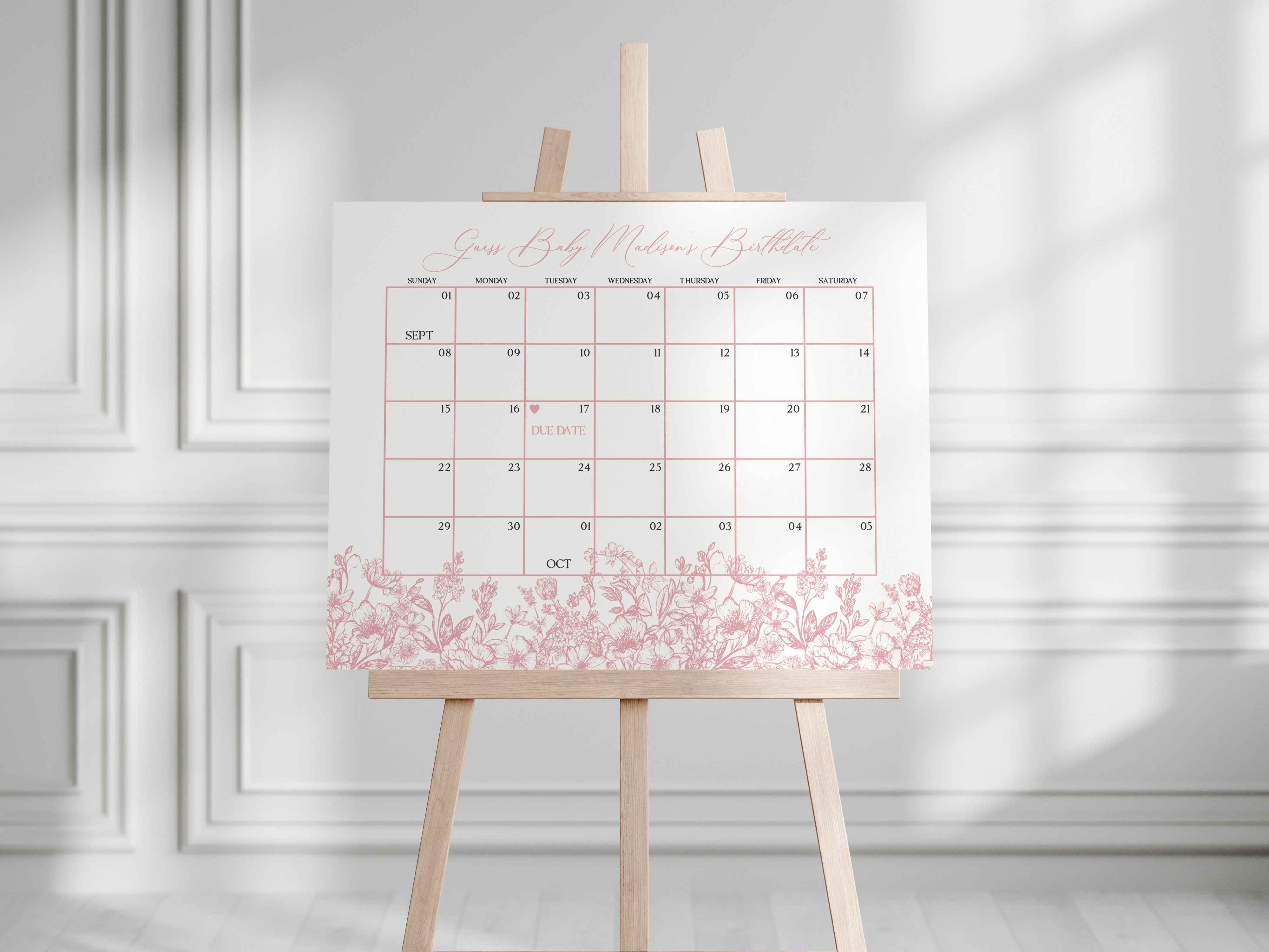 pink chinoiserie - guess the date design preview