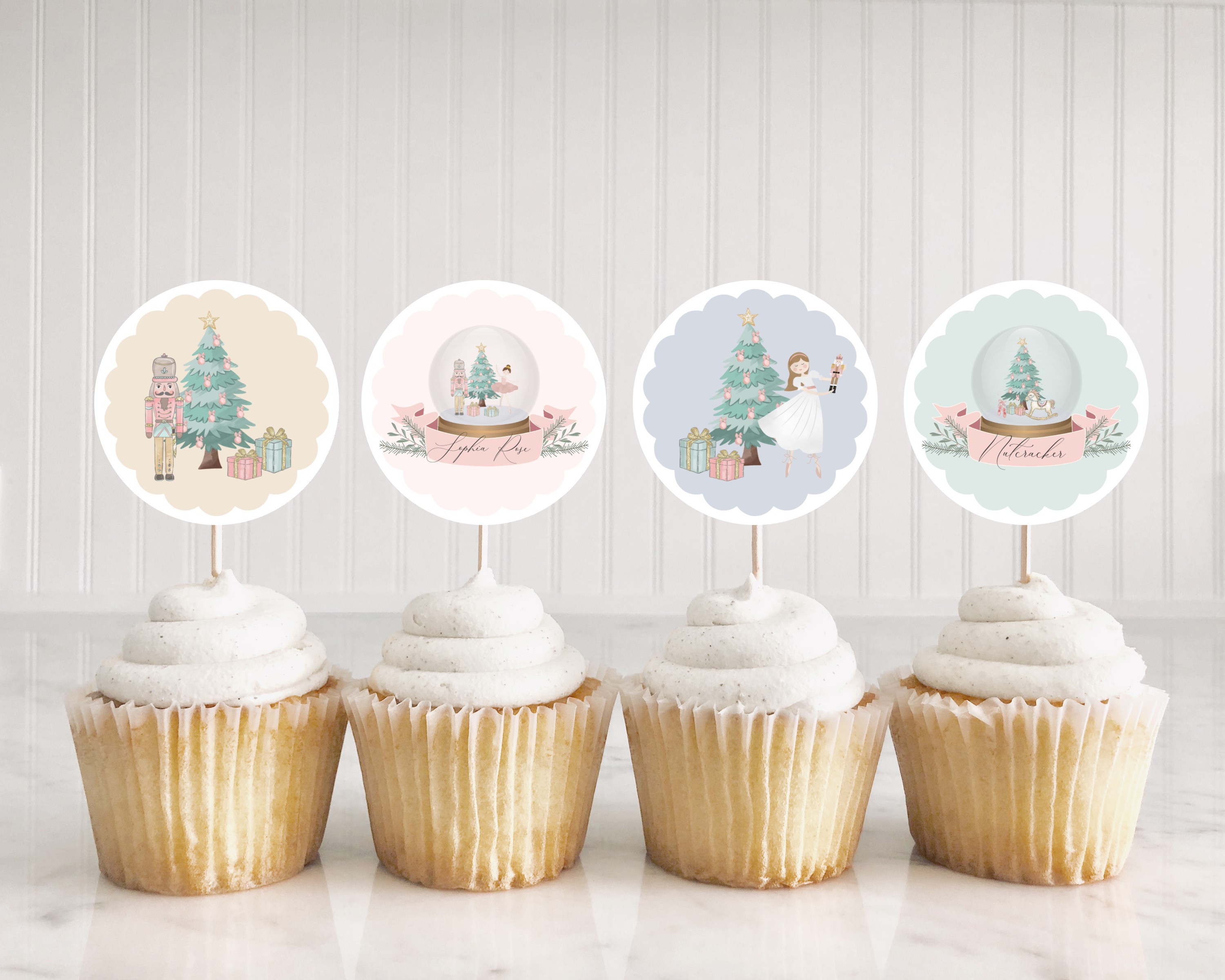 pastel nutcracker - cupcake toppers design preview