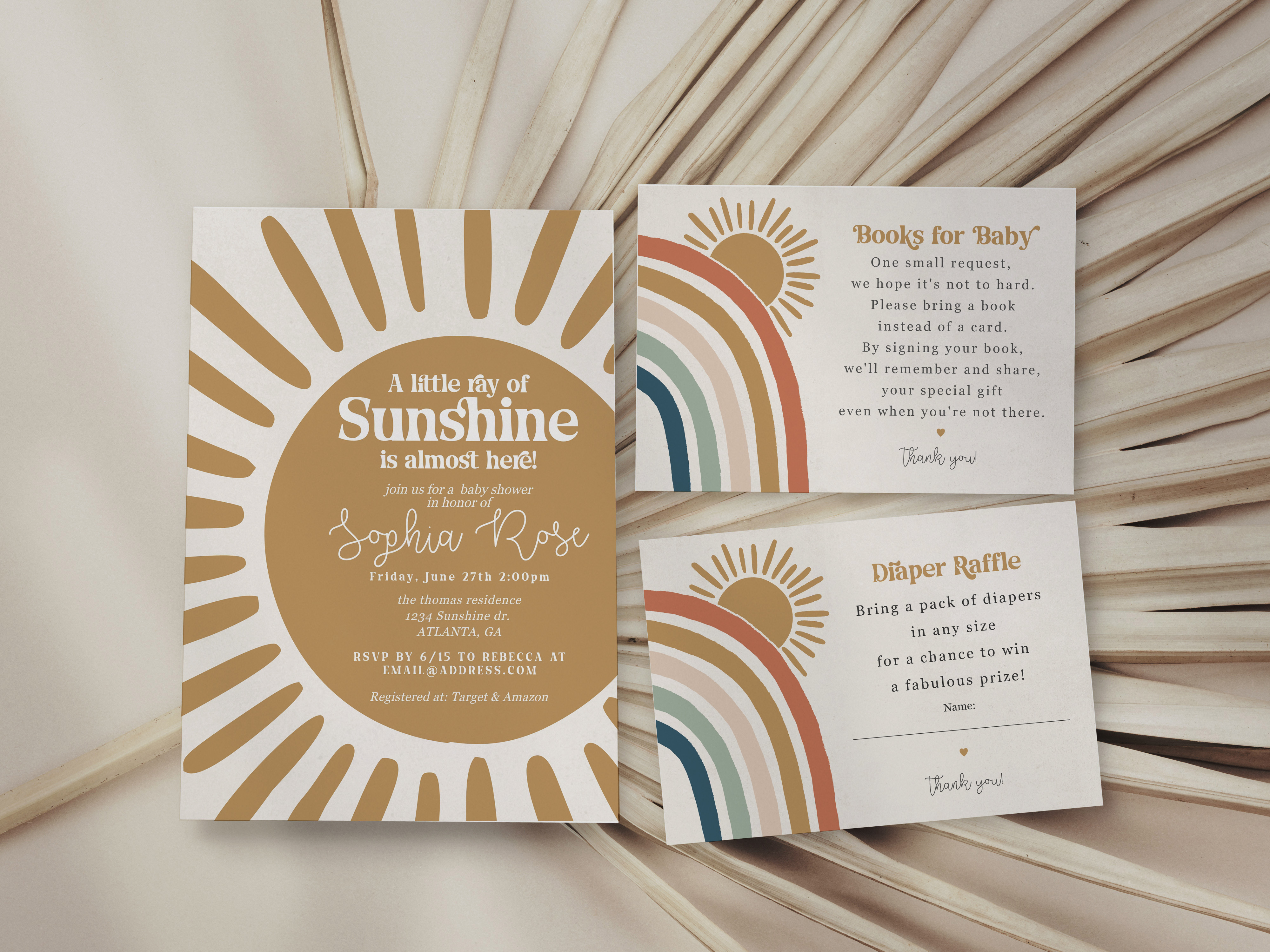 sunshine - baby shower invite design preview