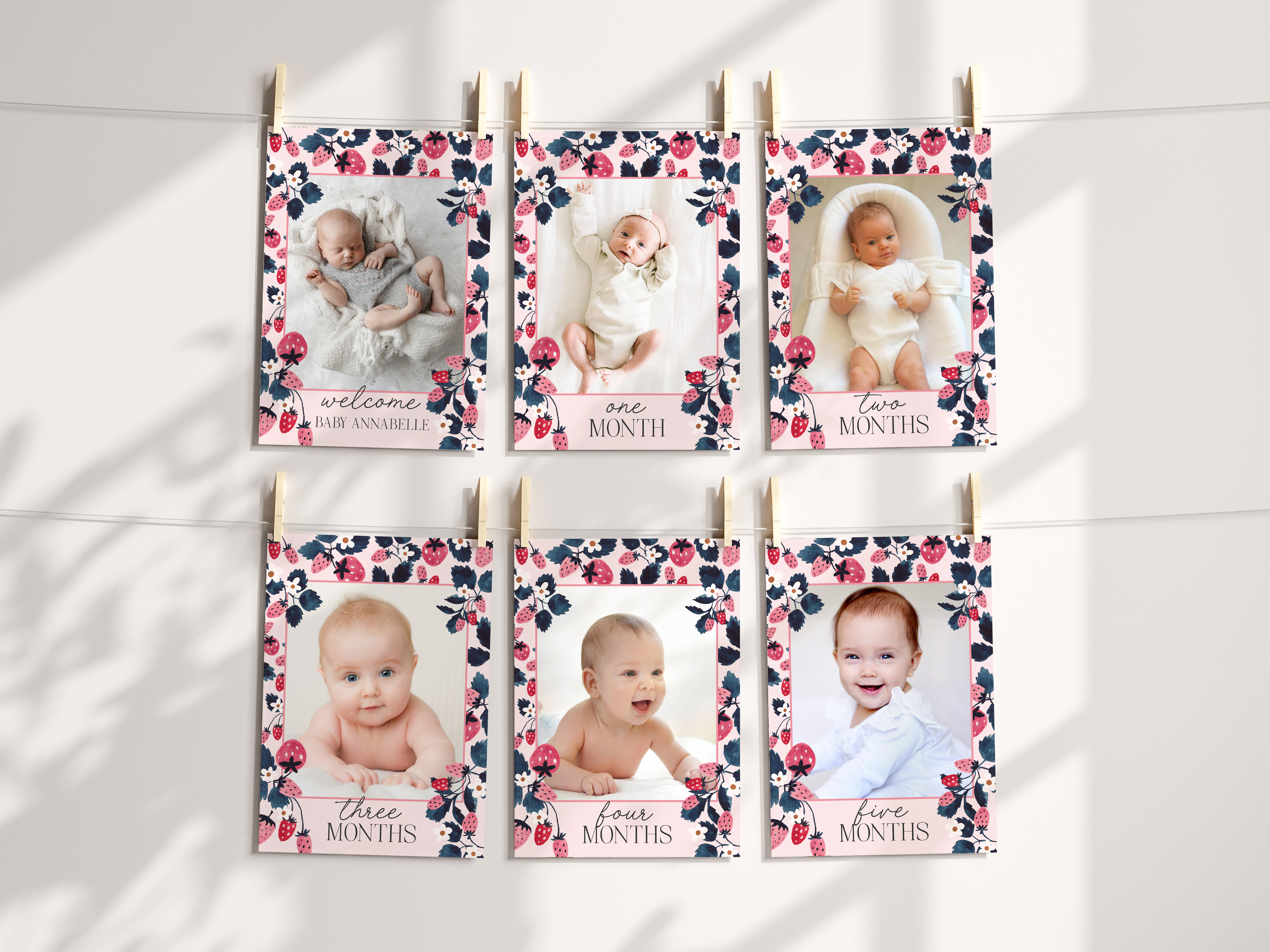 pink strawberry - milestone banner design preview