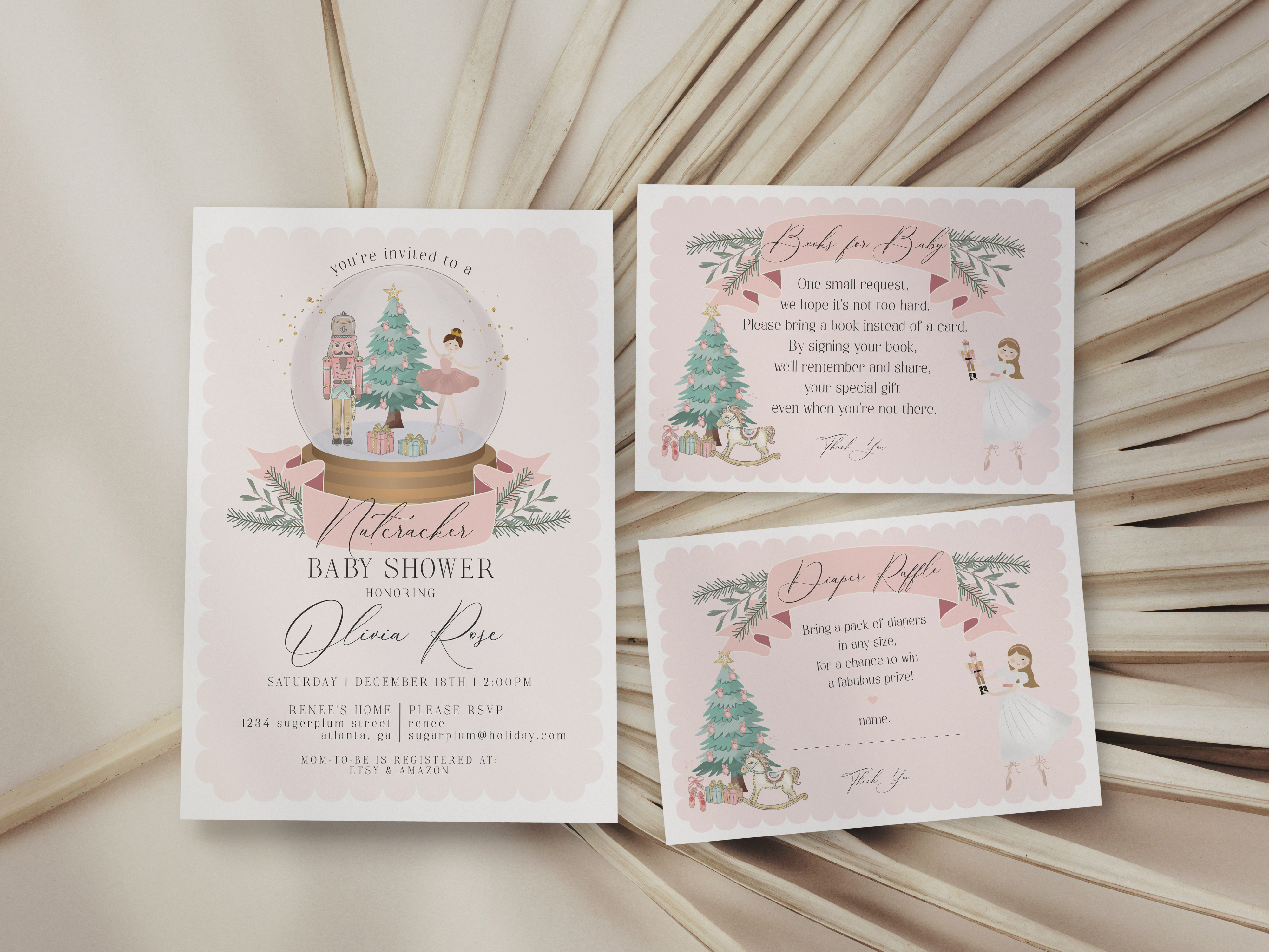 pastel nutcracker - baby shower invite design preview