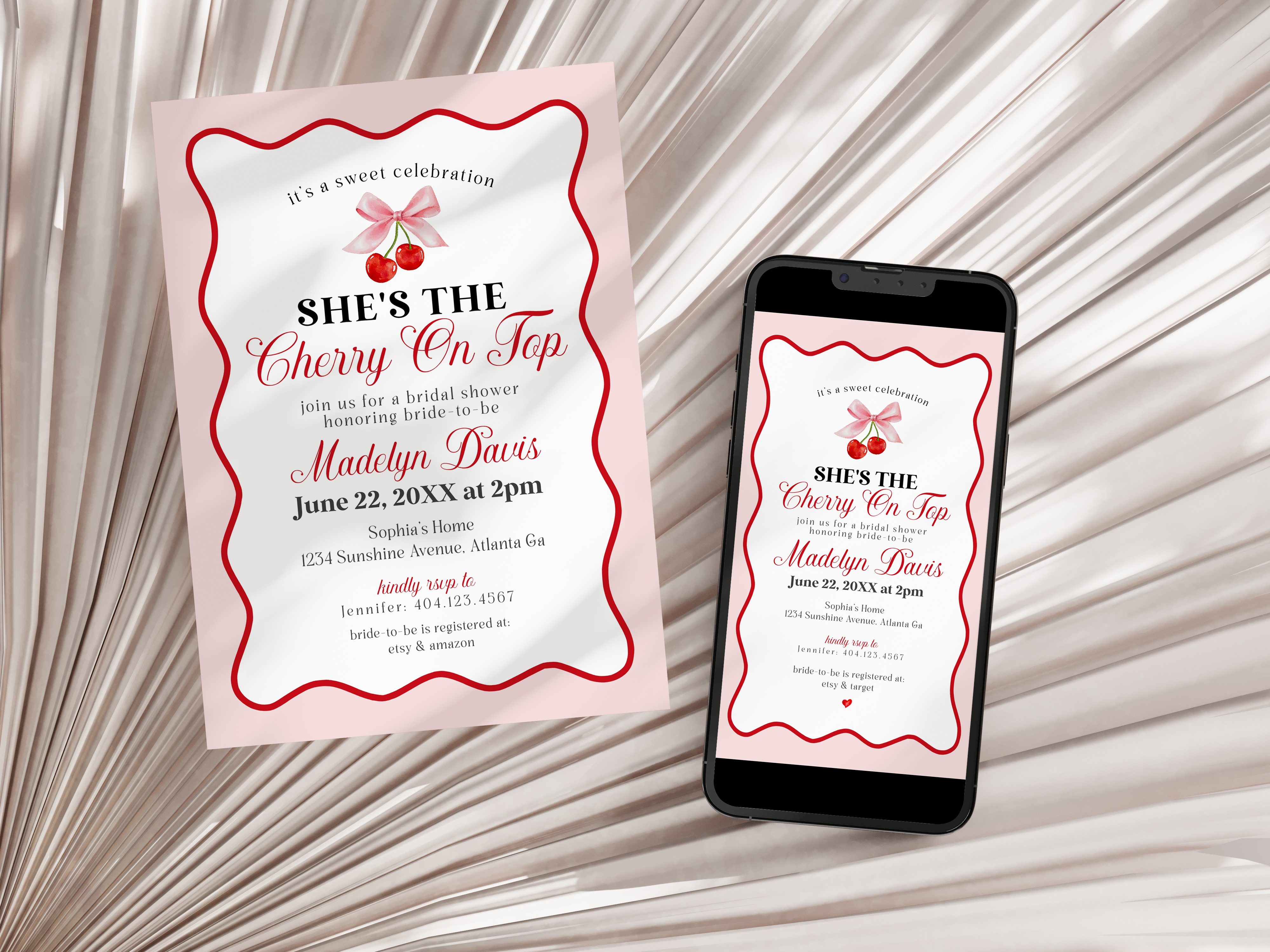 cherry - bridal shower invite design preview