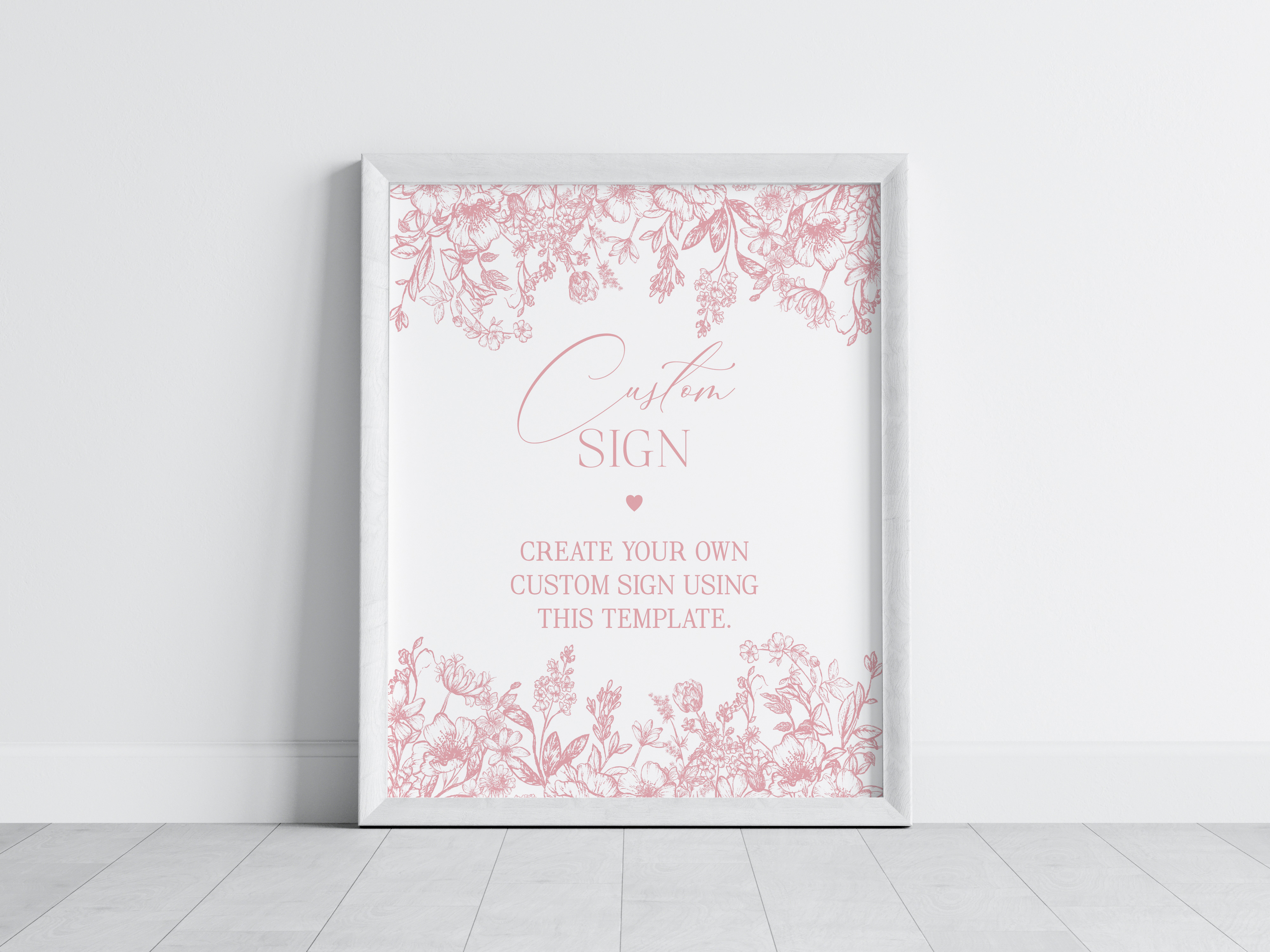 pink chinoiserie - custom sign design preview