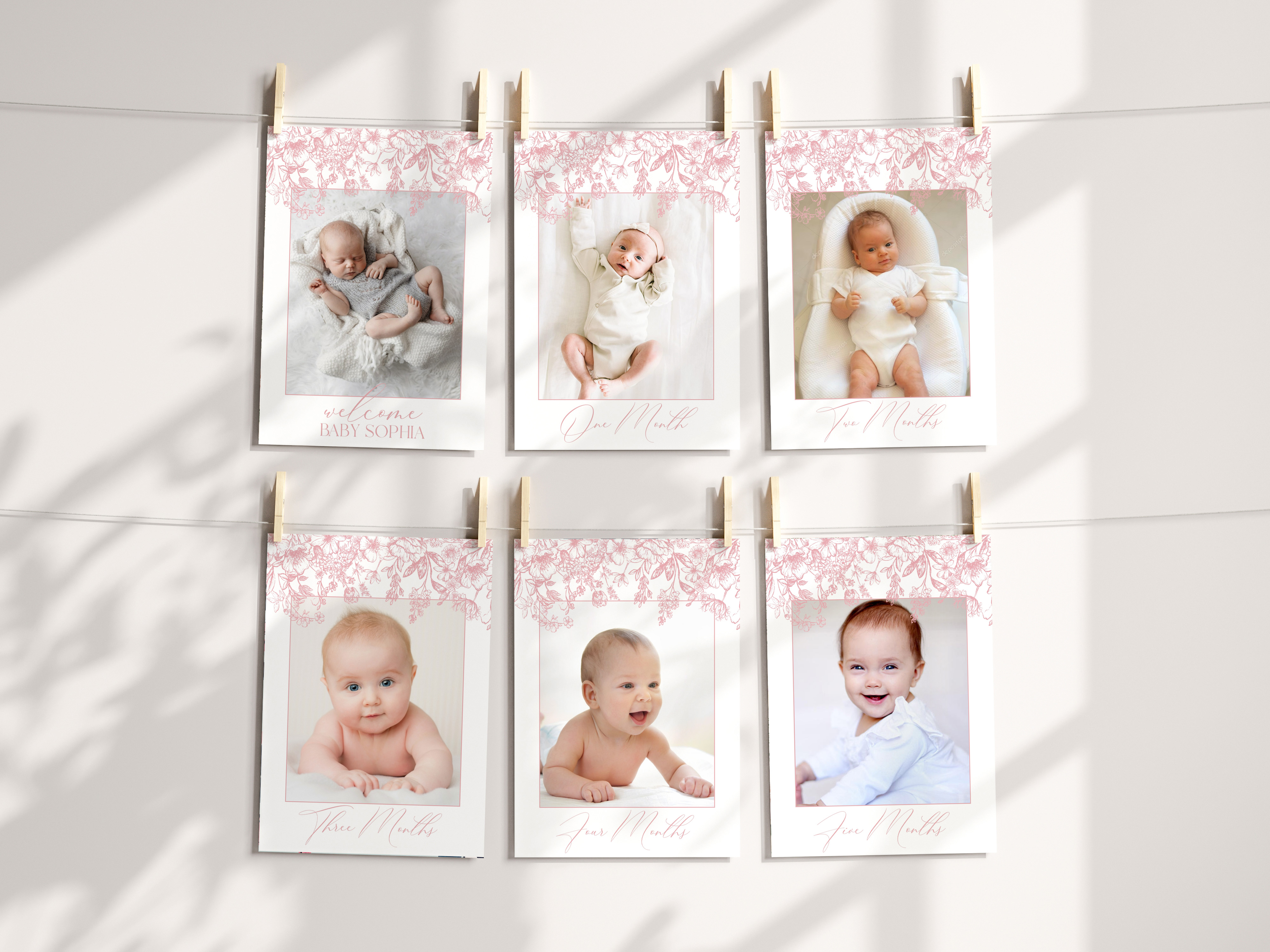 pink chinoiserie - milestone banner design preview