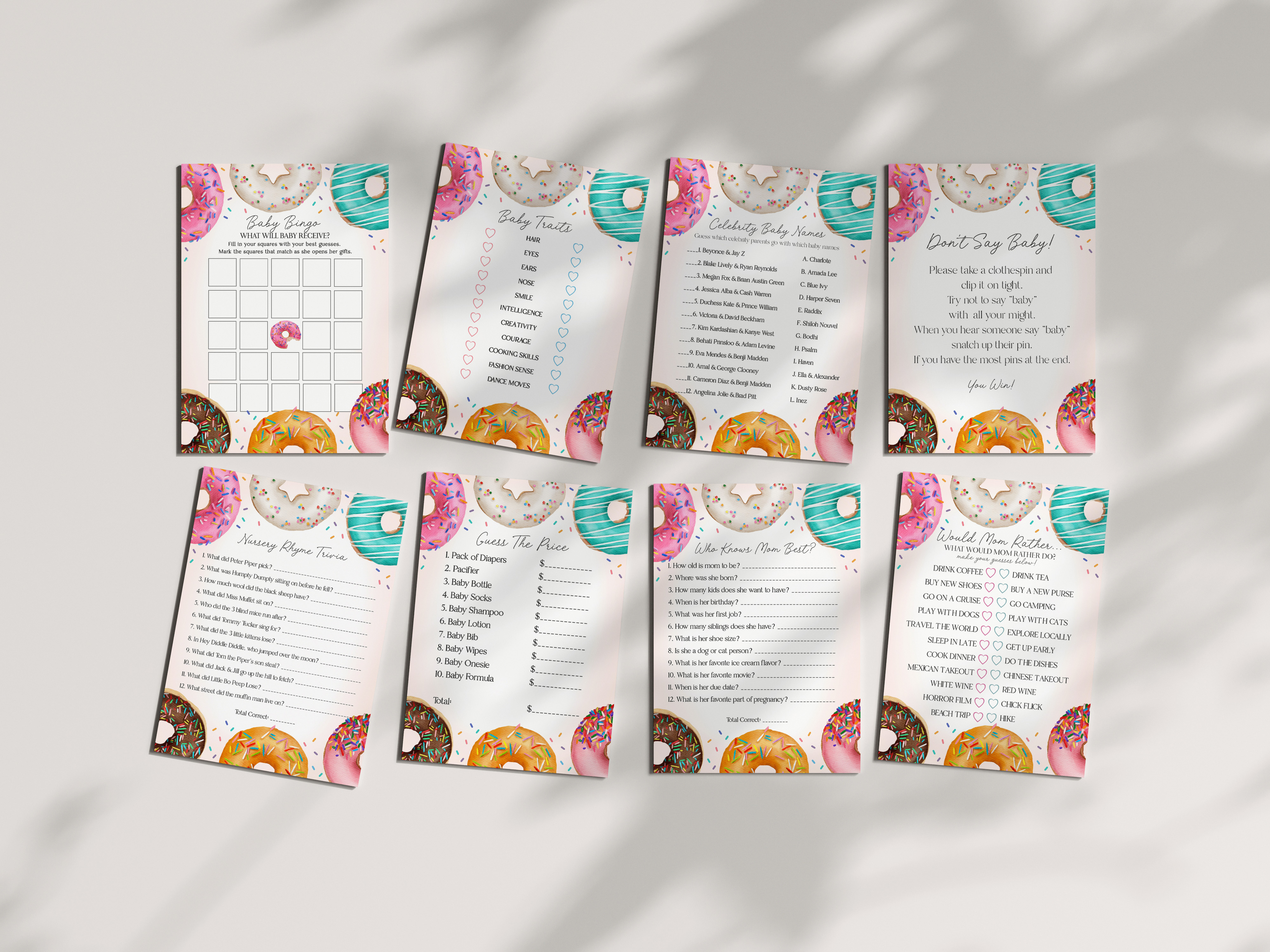 donut - baby shower games design preview