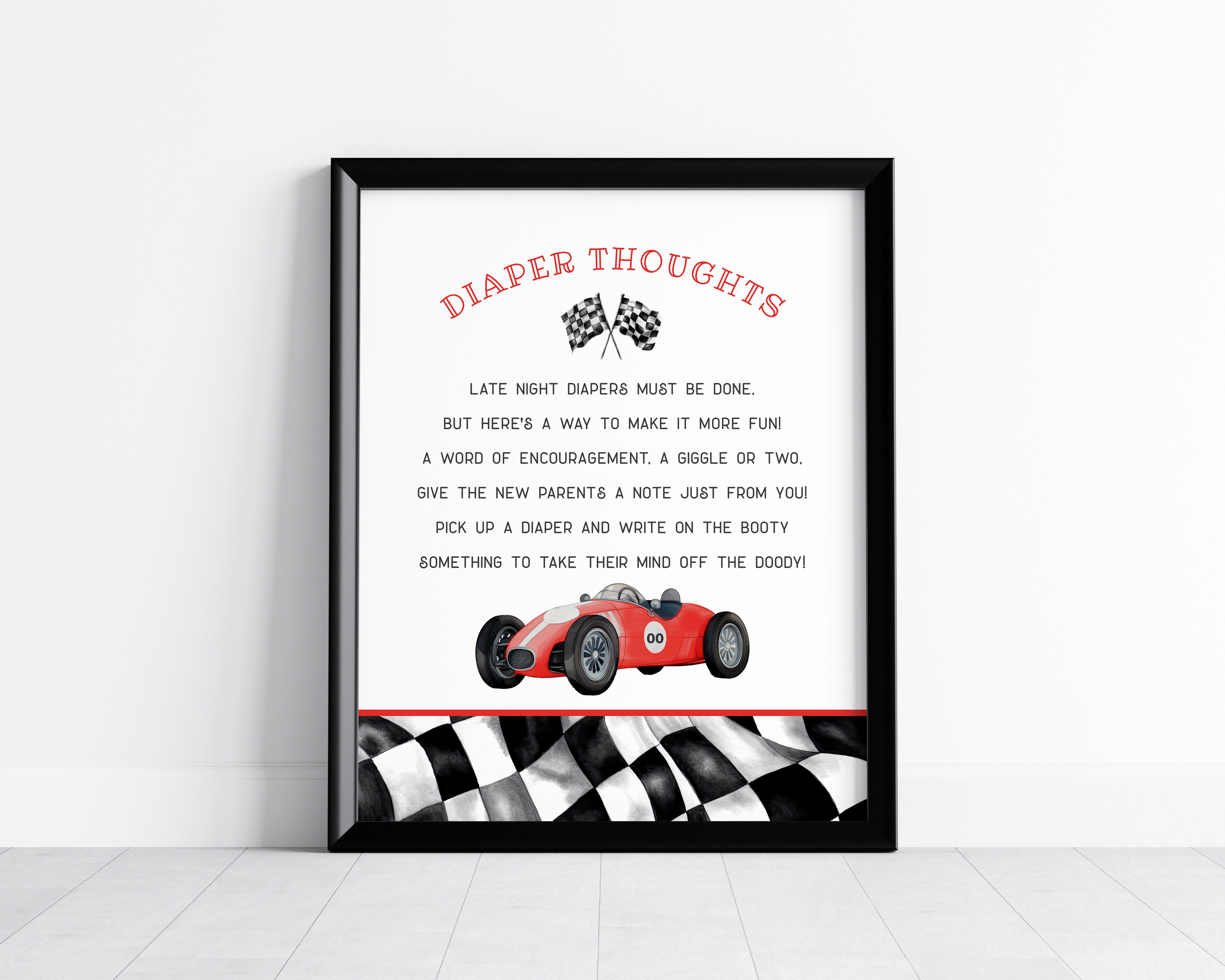 red race car - diaper thoughts design preview