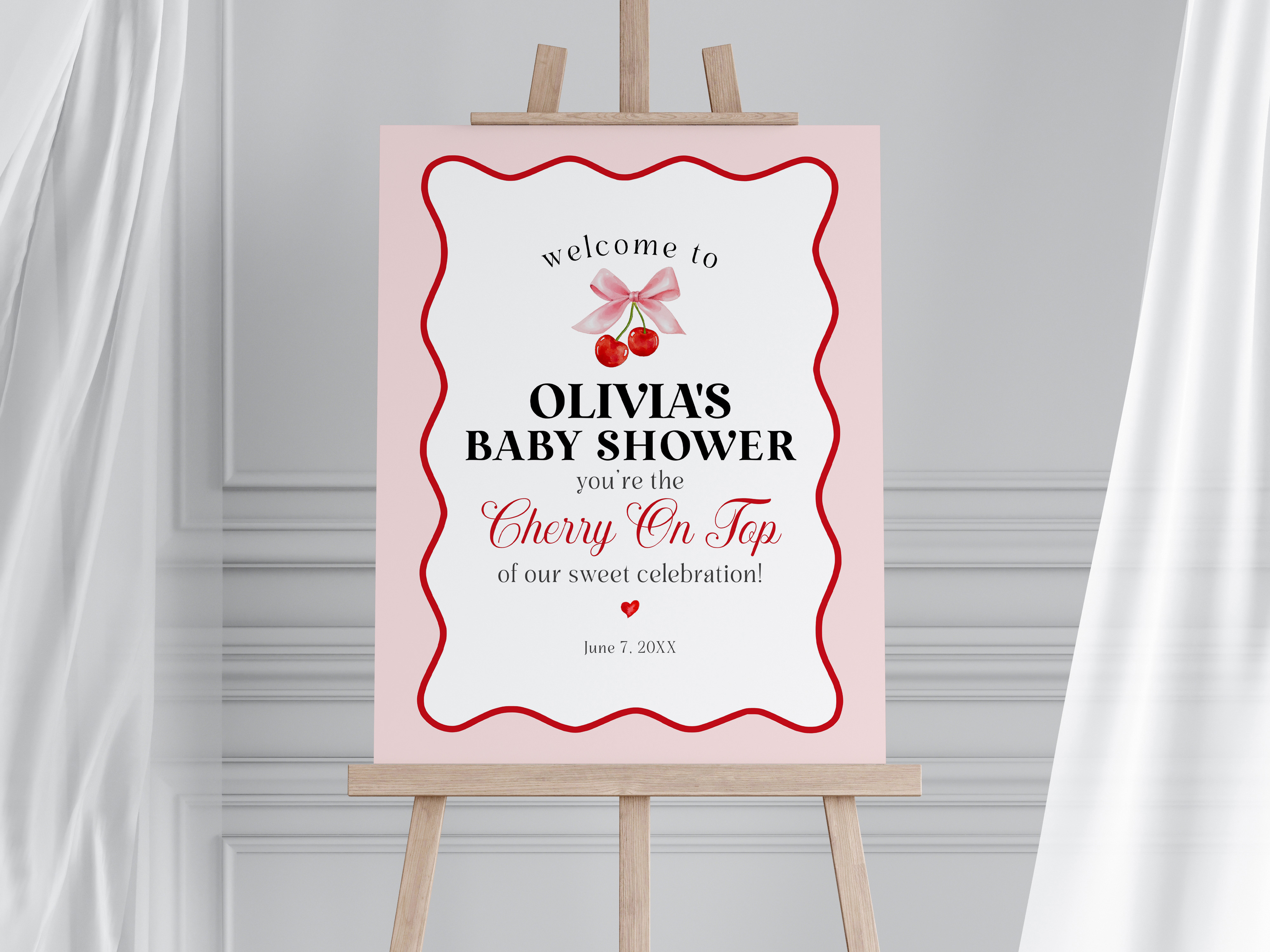 cherry - baby shower welcome sign design preview