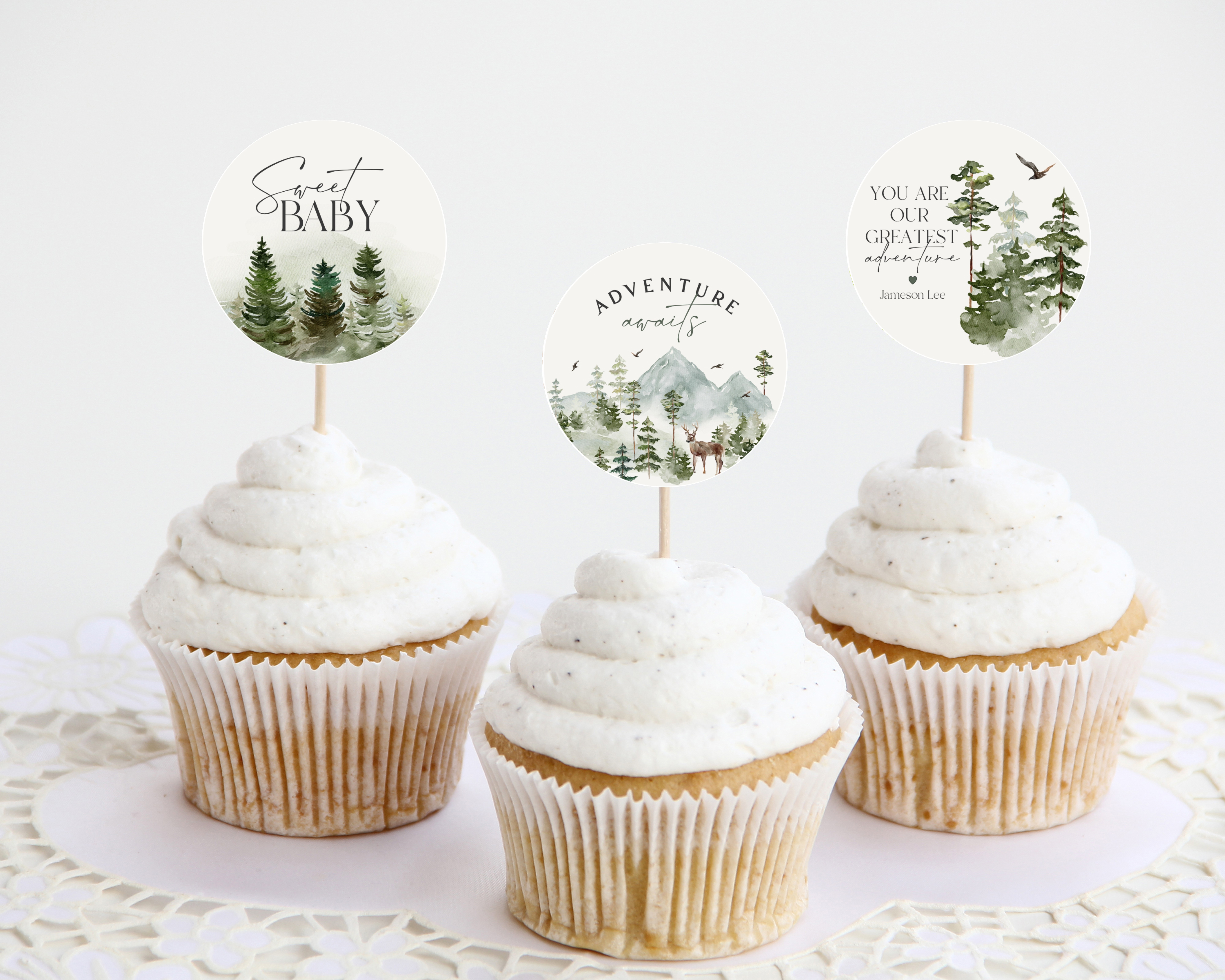 forest - cupcake toppers design preview
