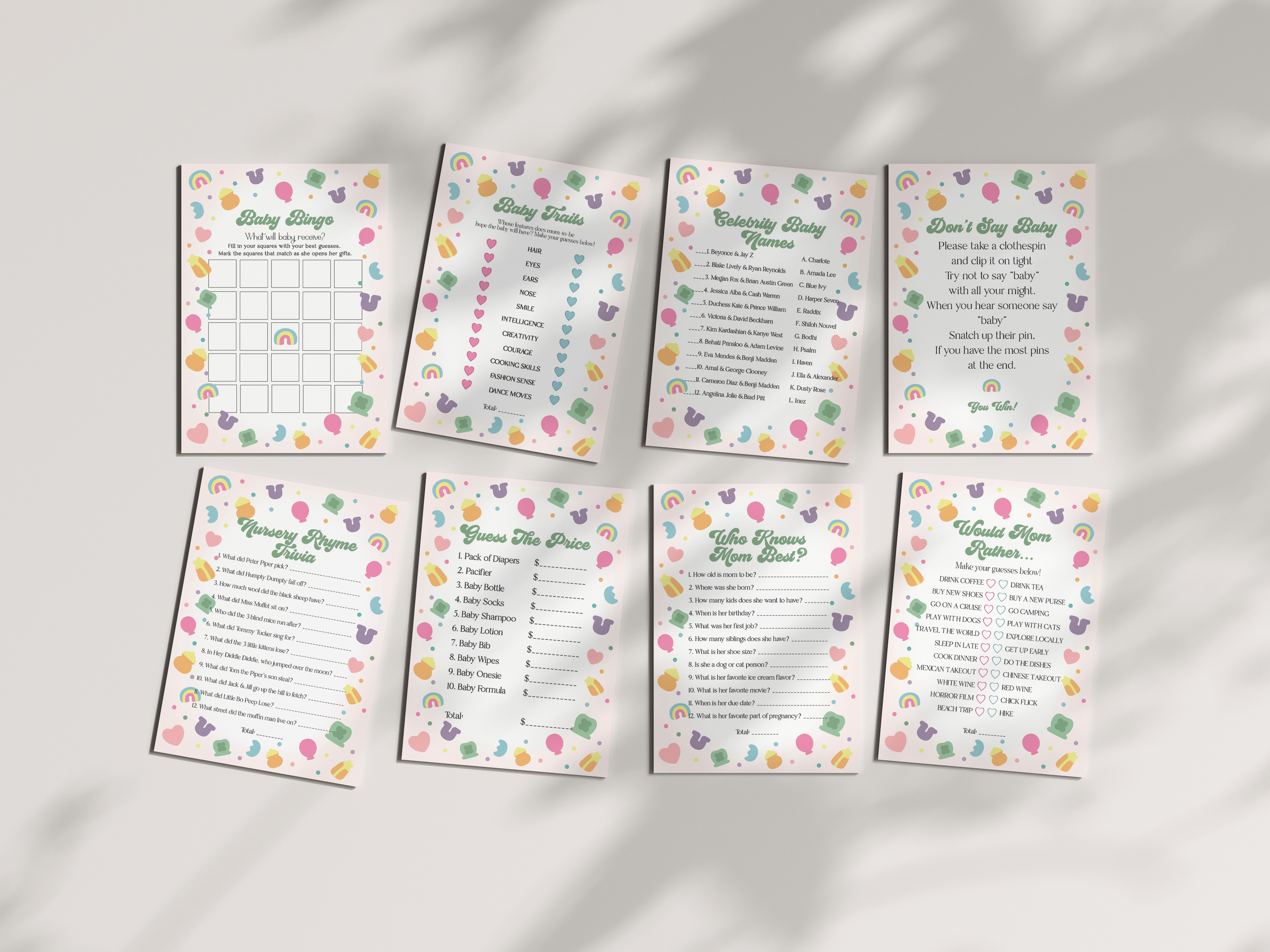 lucky charm - baby shower games design preview