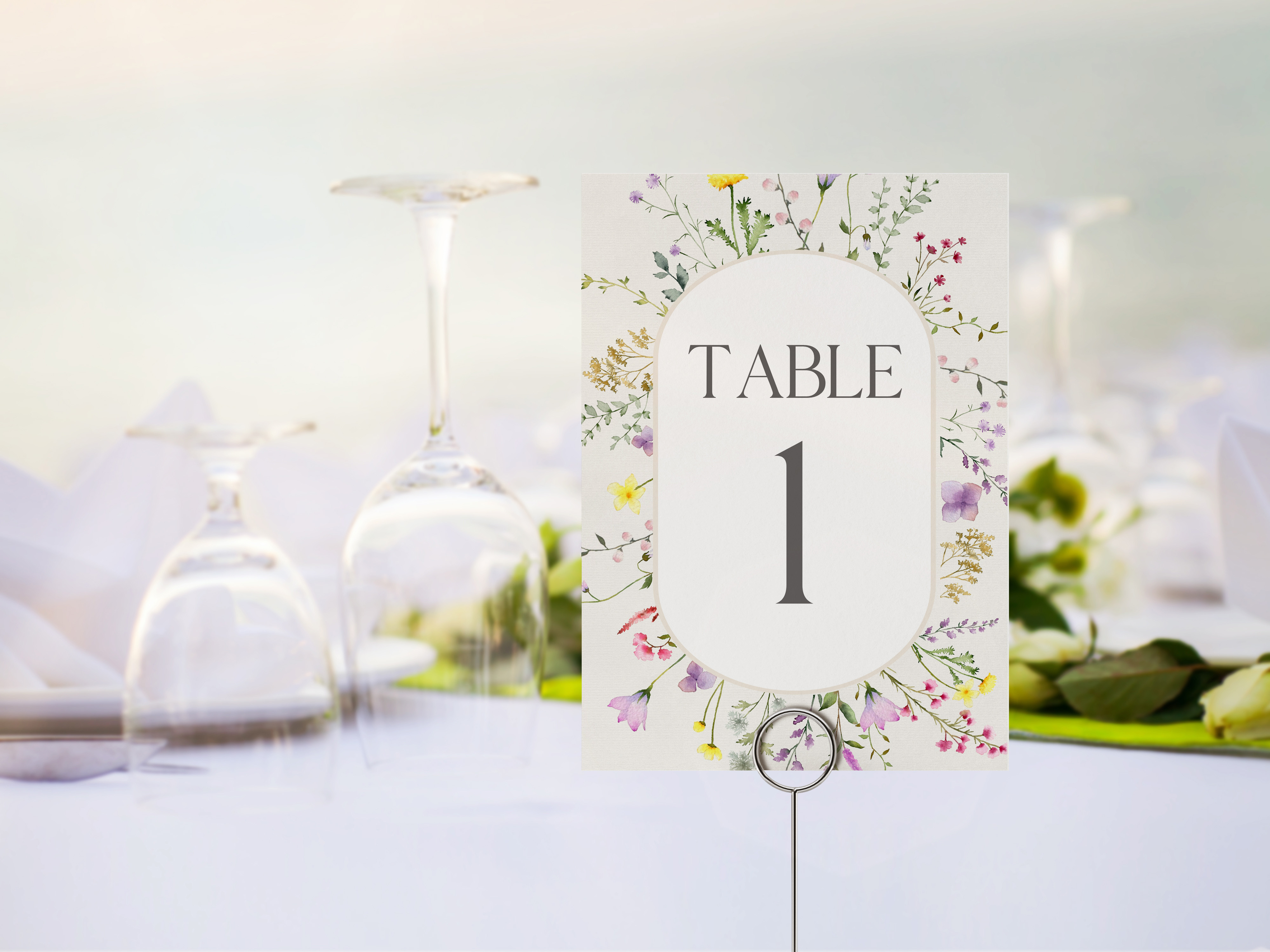 delicate wildflower - table numbers design preview