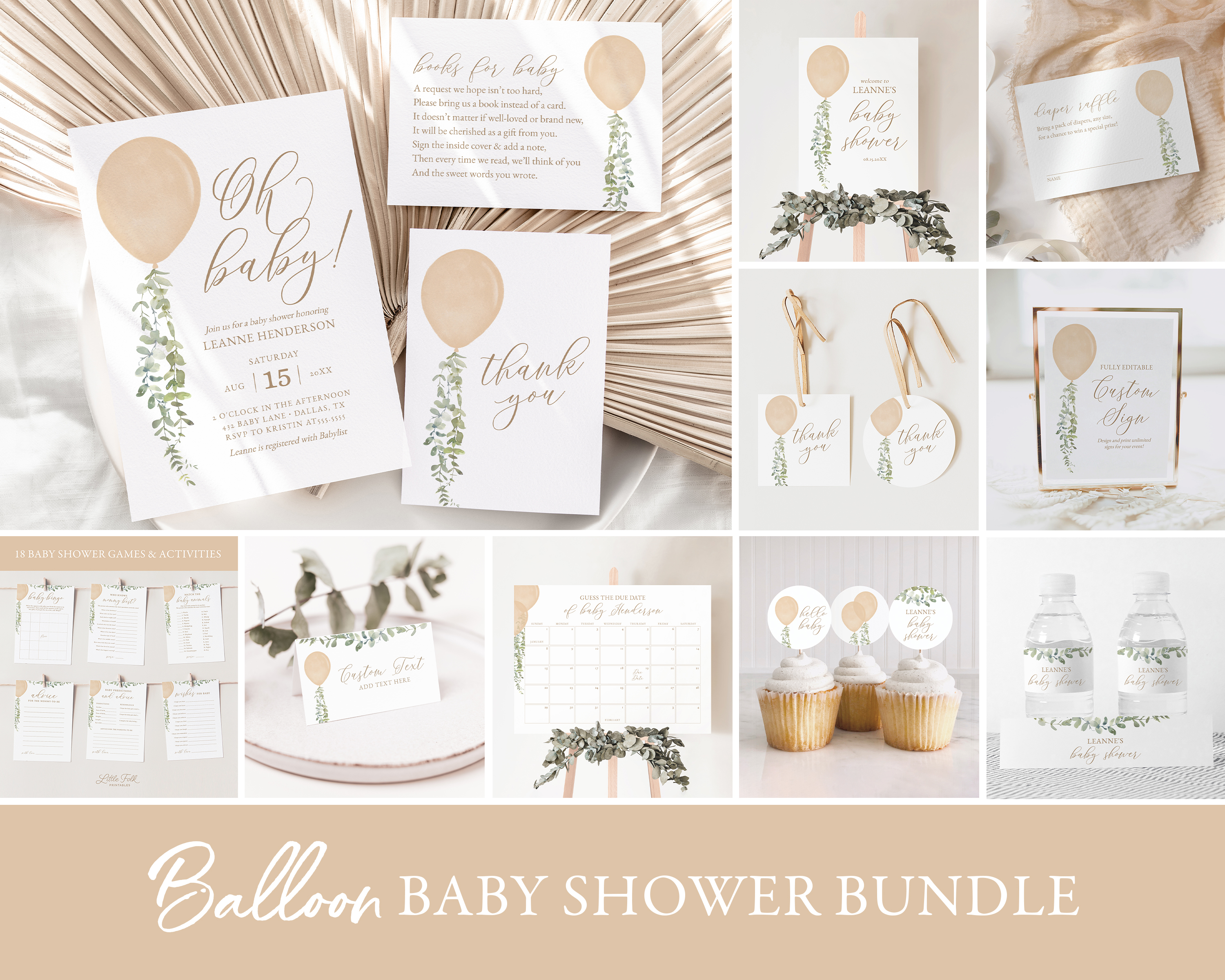 Baby Shower Bundle - Gold Balloon - 1010 design preview