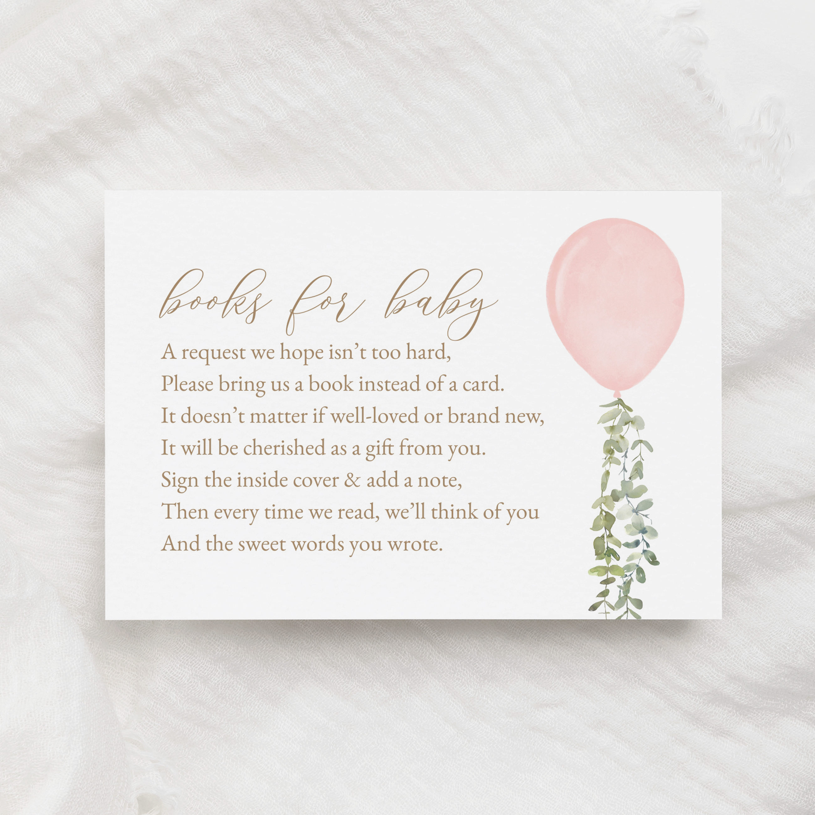Books for Baby Insert - Pink Balloon - 1011 design preview