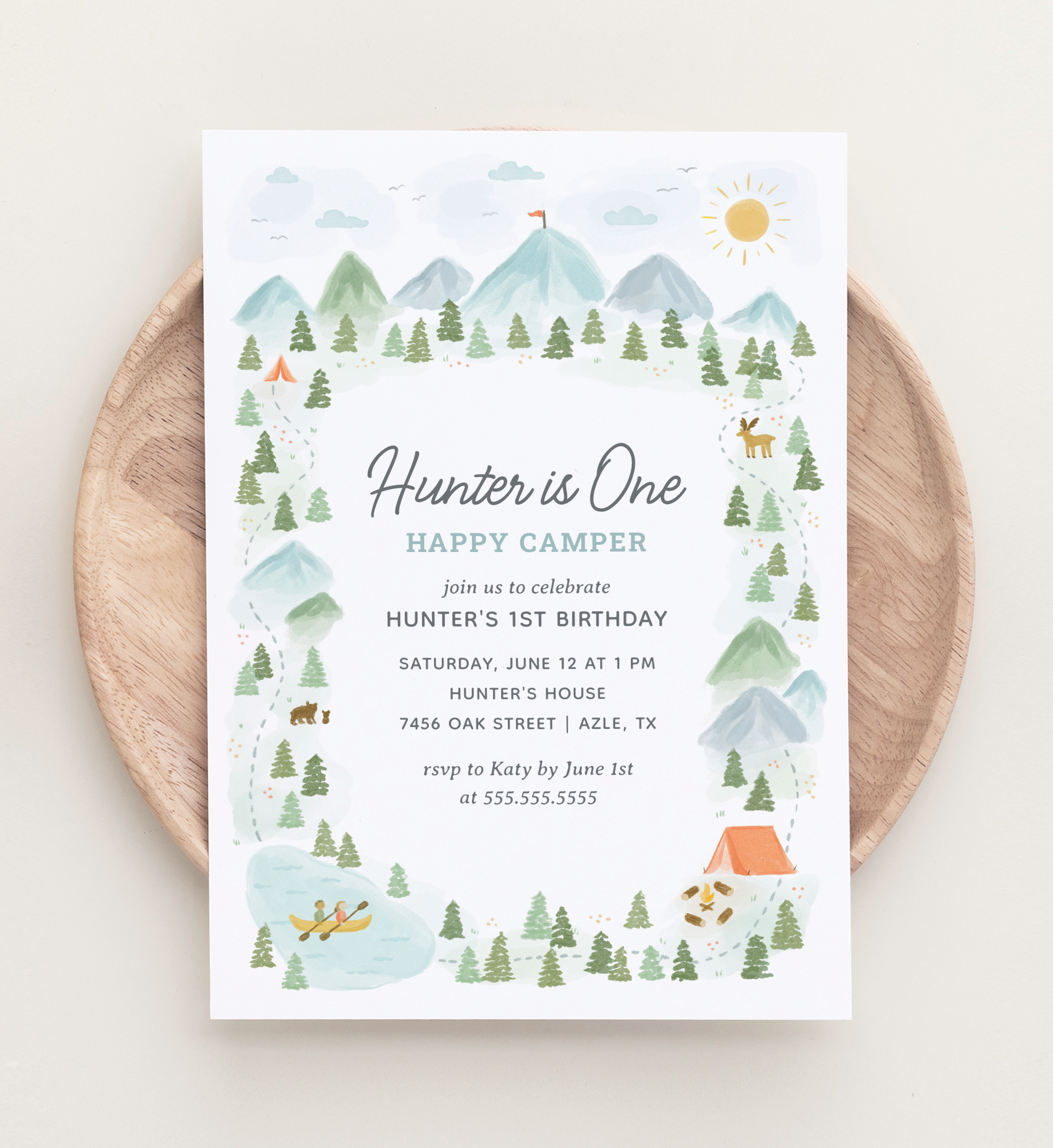 Birthday Invitation - One Happy Camper - 9951 design preview