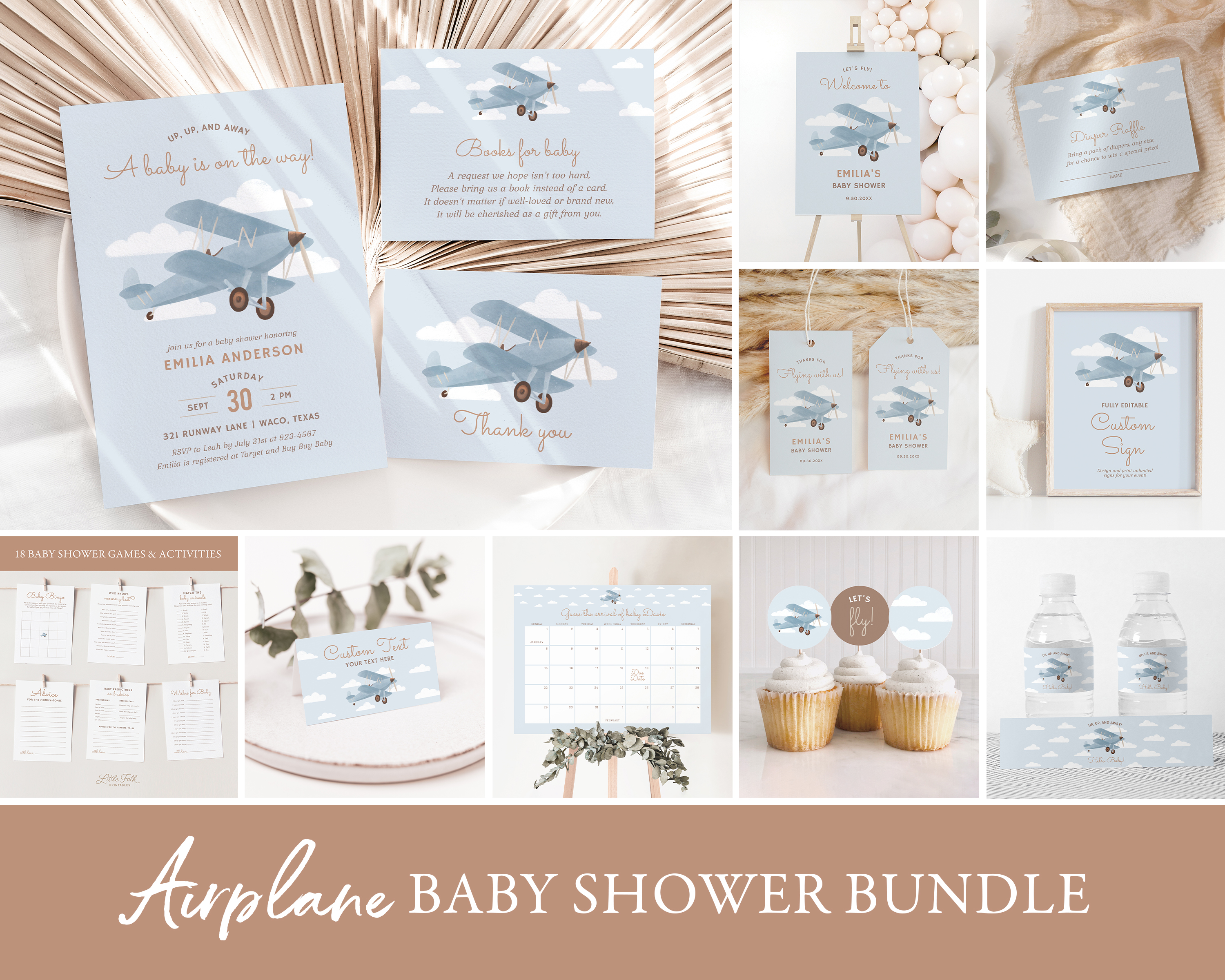 Baby Shower Bundle - Biplane - 1028 design preview