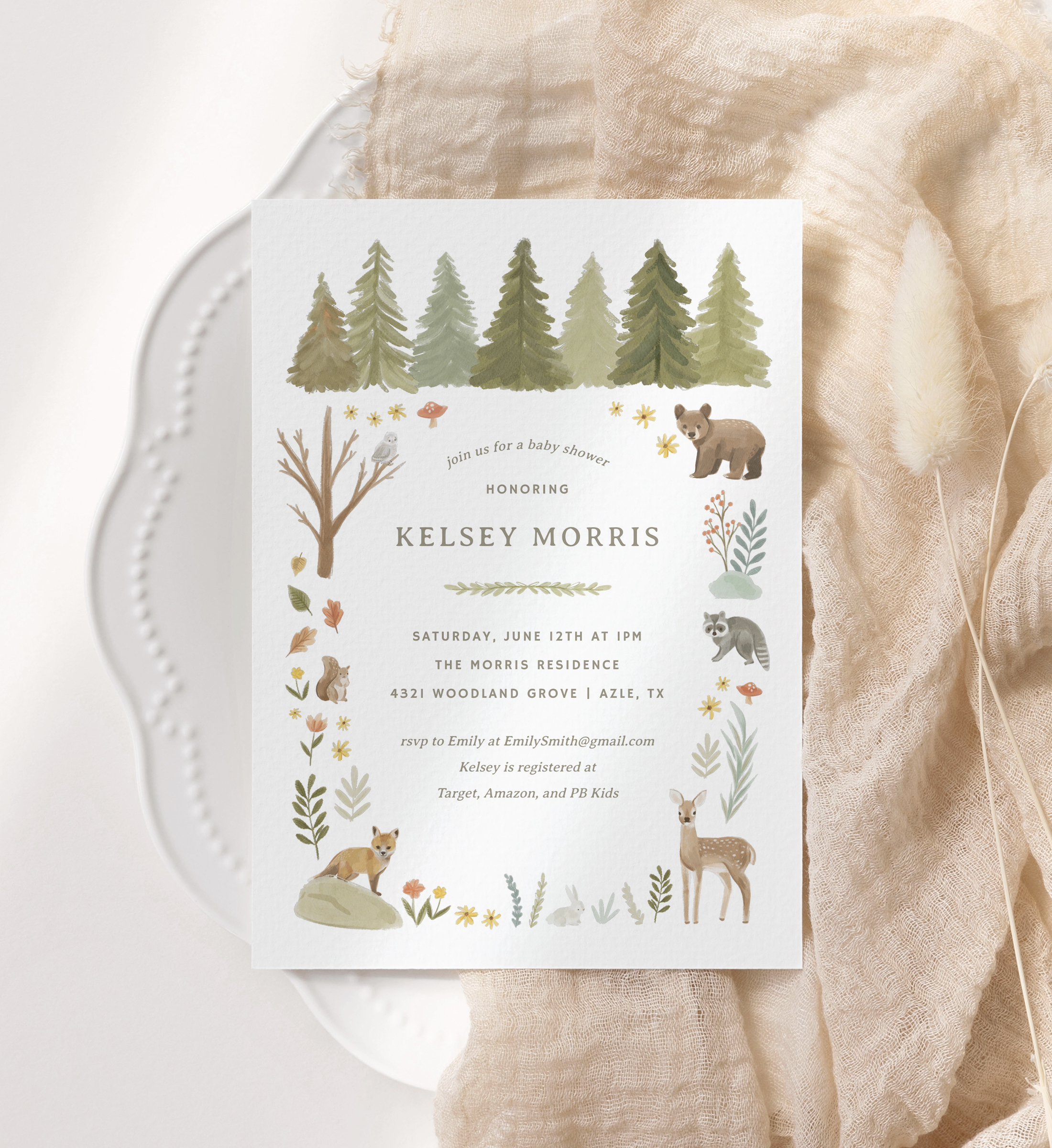 Baby Shower Invitation - Woodland Babies - 1019 design preview