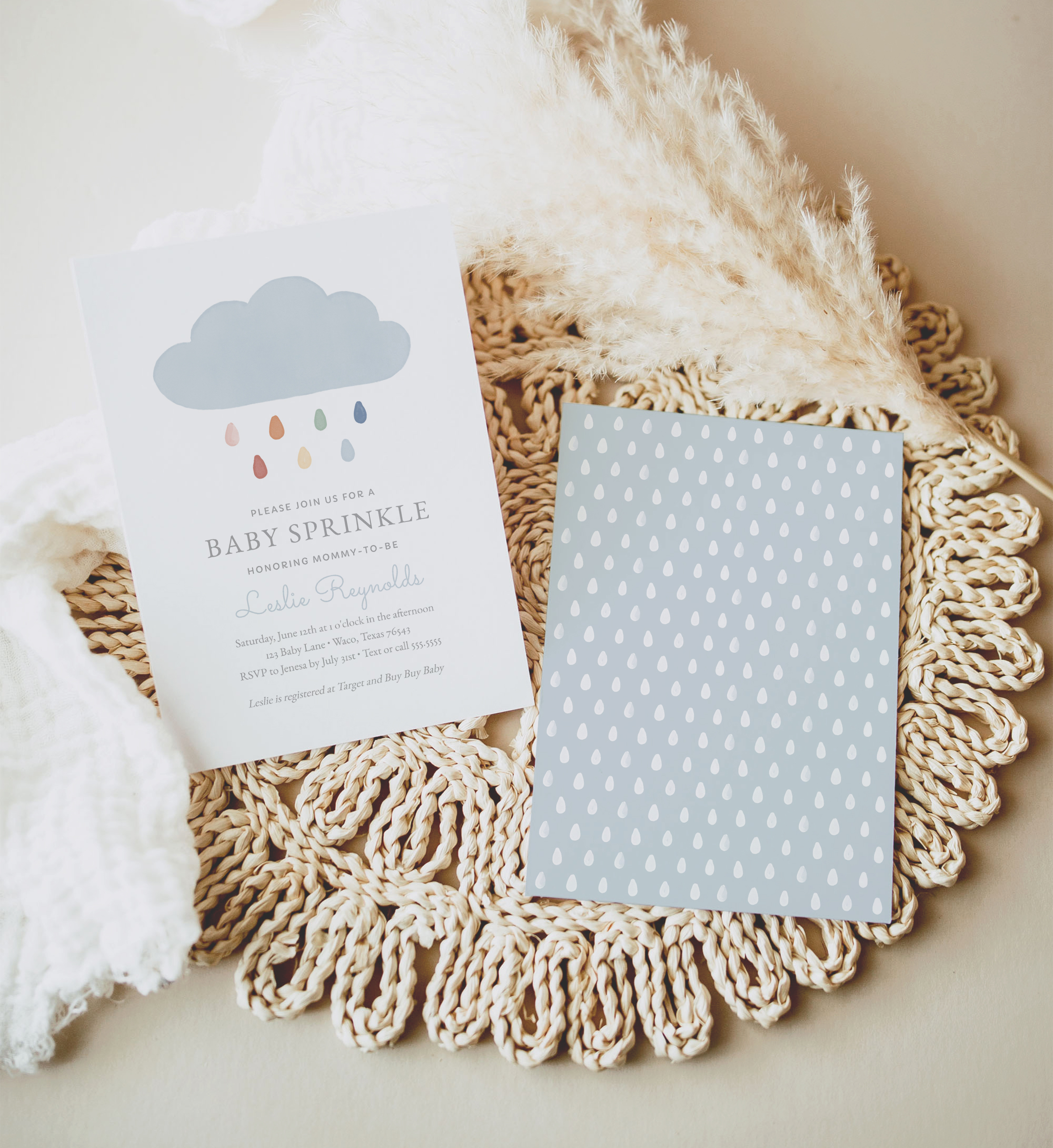 Baby Shower Invitation - Rain Cloud Baby Sprinkle - 1029 design preview