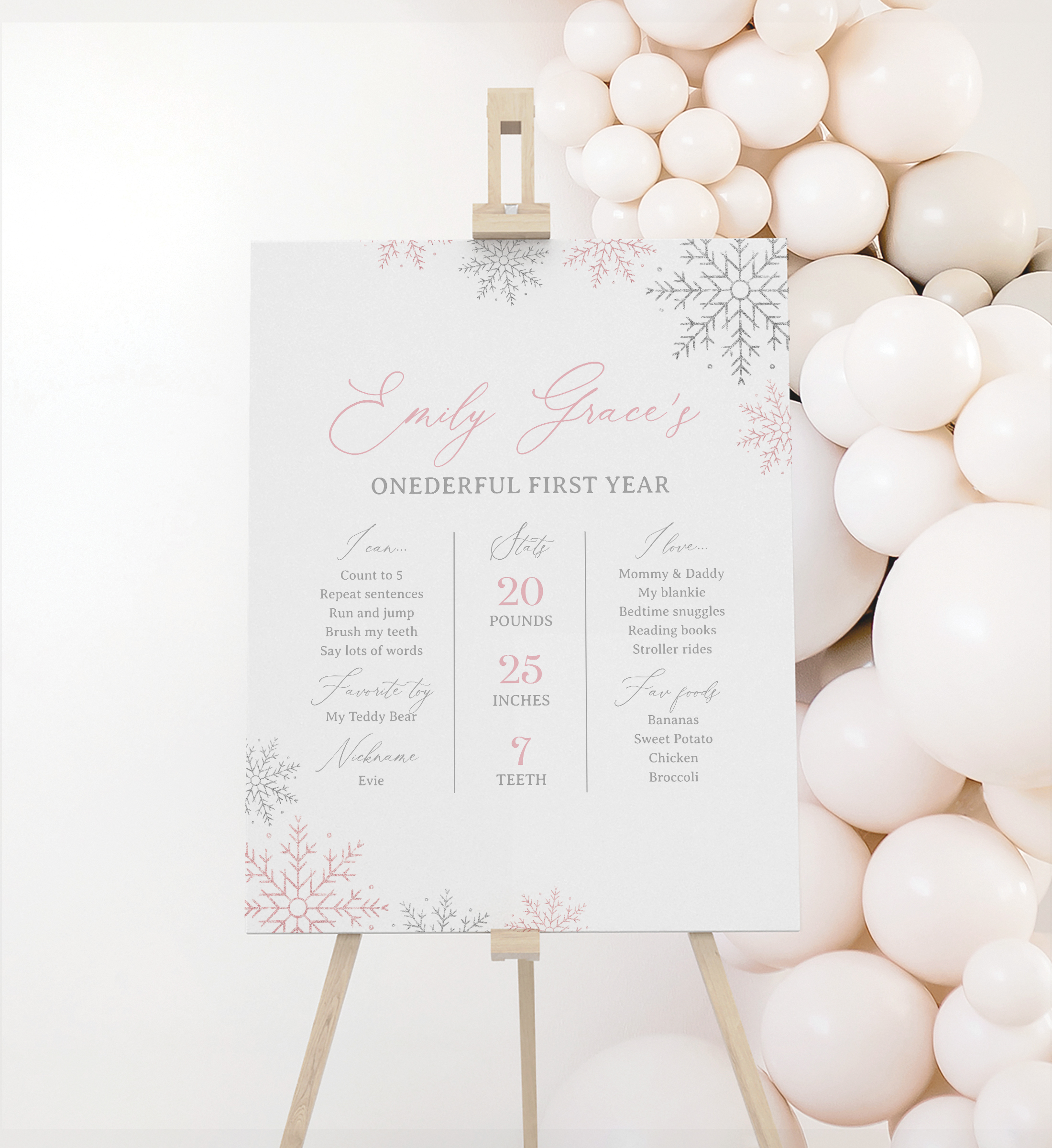 Milestone Board (16x20) - Winter Onederland (Pink) - 9960 design preview