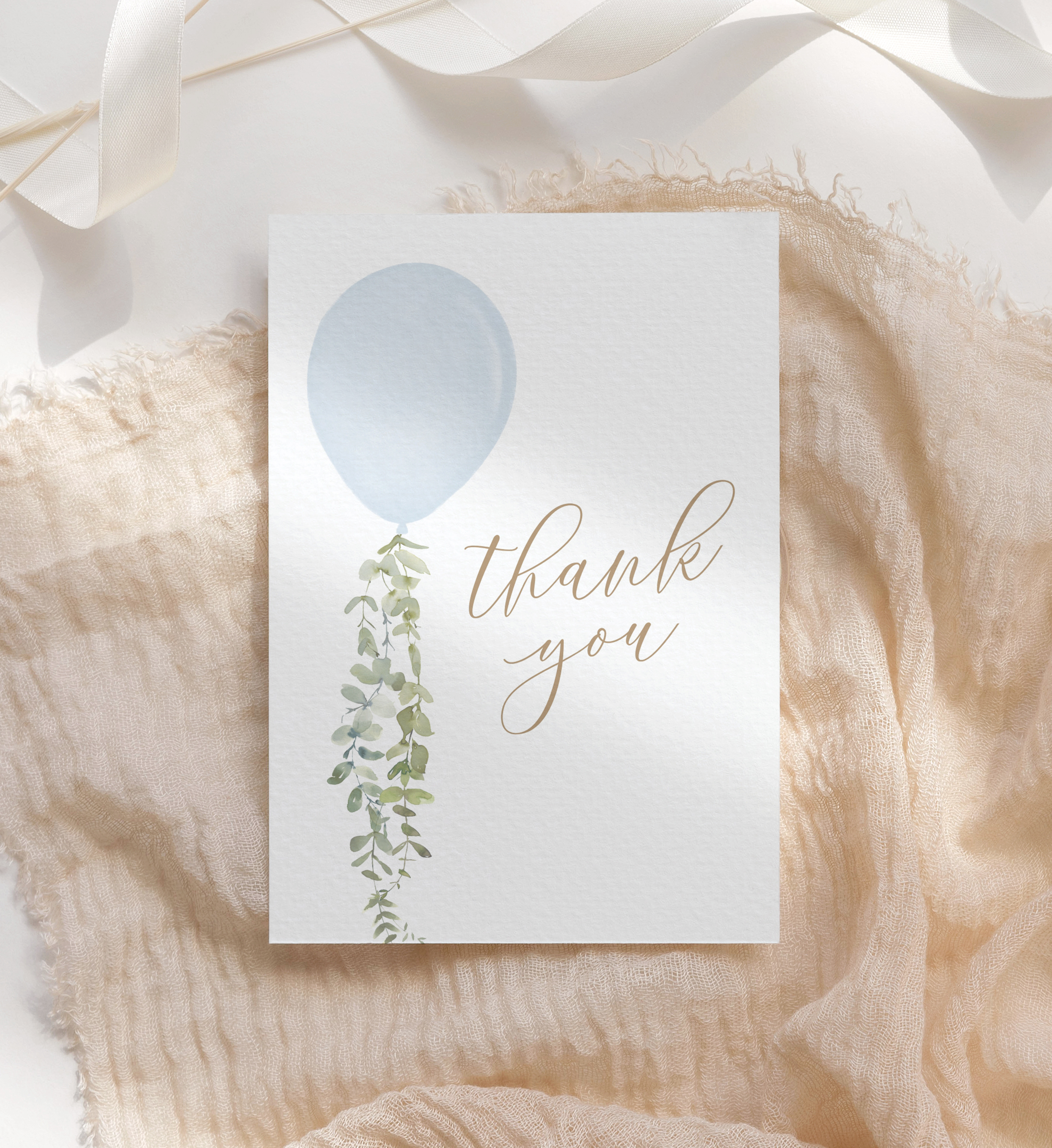 Folded Thank You Card (3.5x5) - Blue Balloon - 1005 design preview